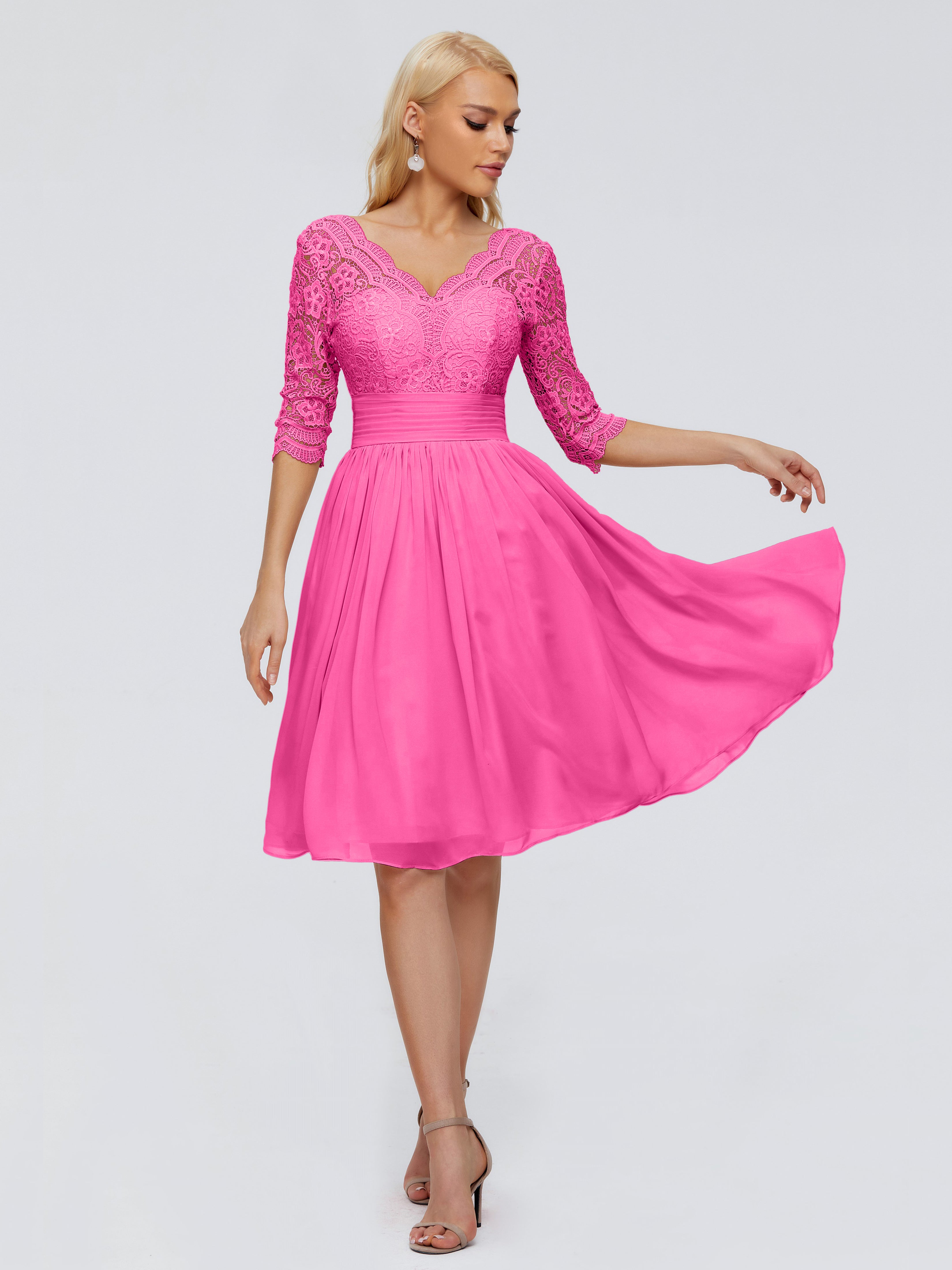 Robe Demoiselle D Honneur Azalée Longueur Genou Dentelle Robes Demoiselle D'Honneur