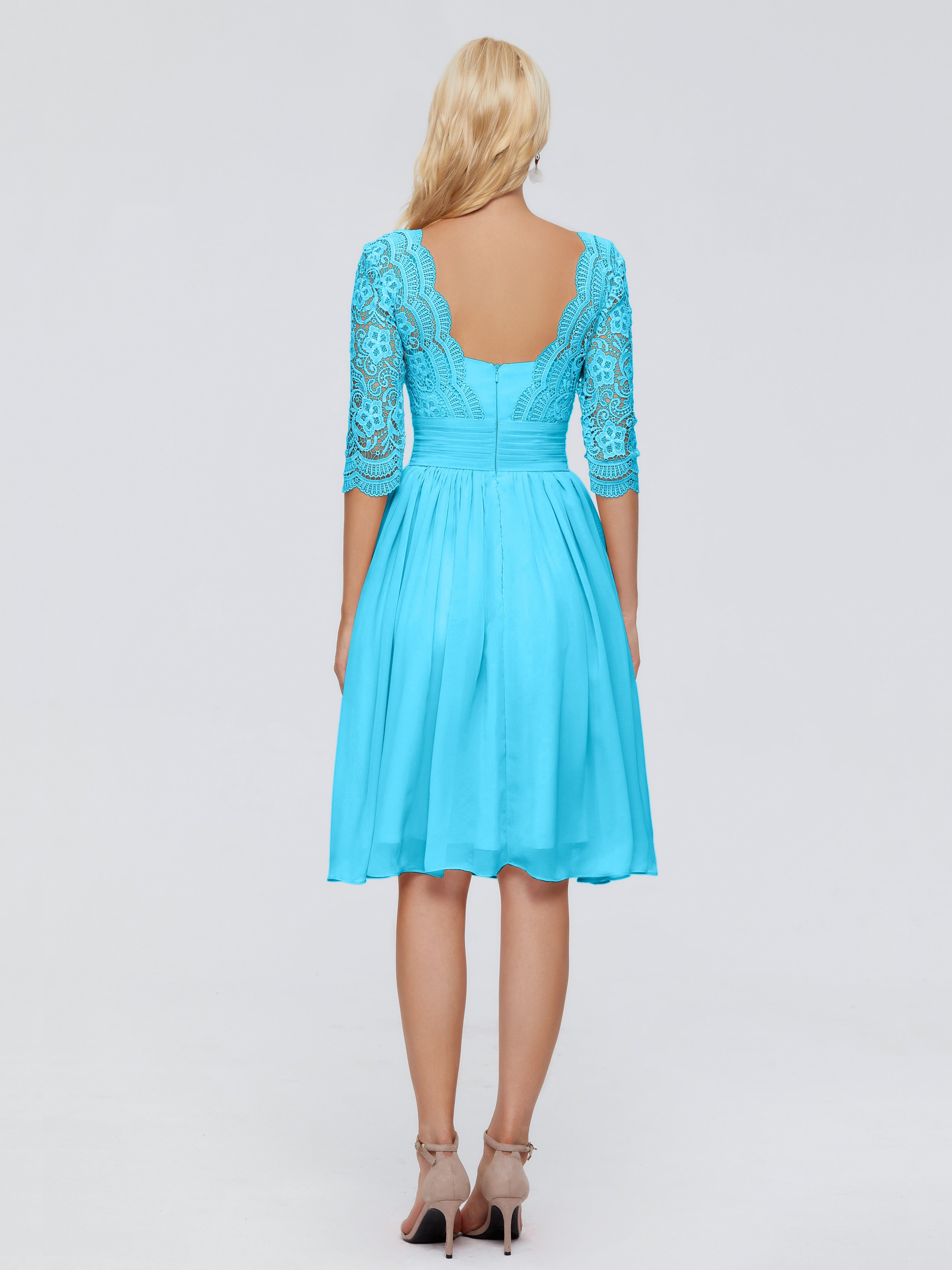 Robe De Demoiselle D'Honneur En Piscine Longueur Genou Dentelle Robes Demoiselle D'Honneur
