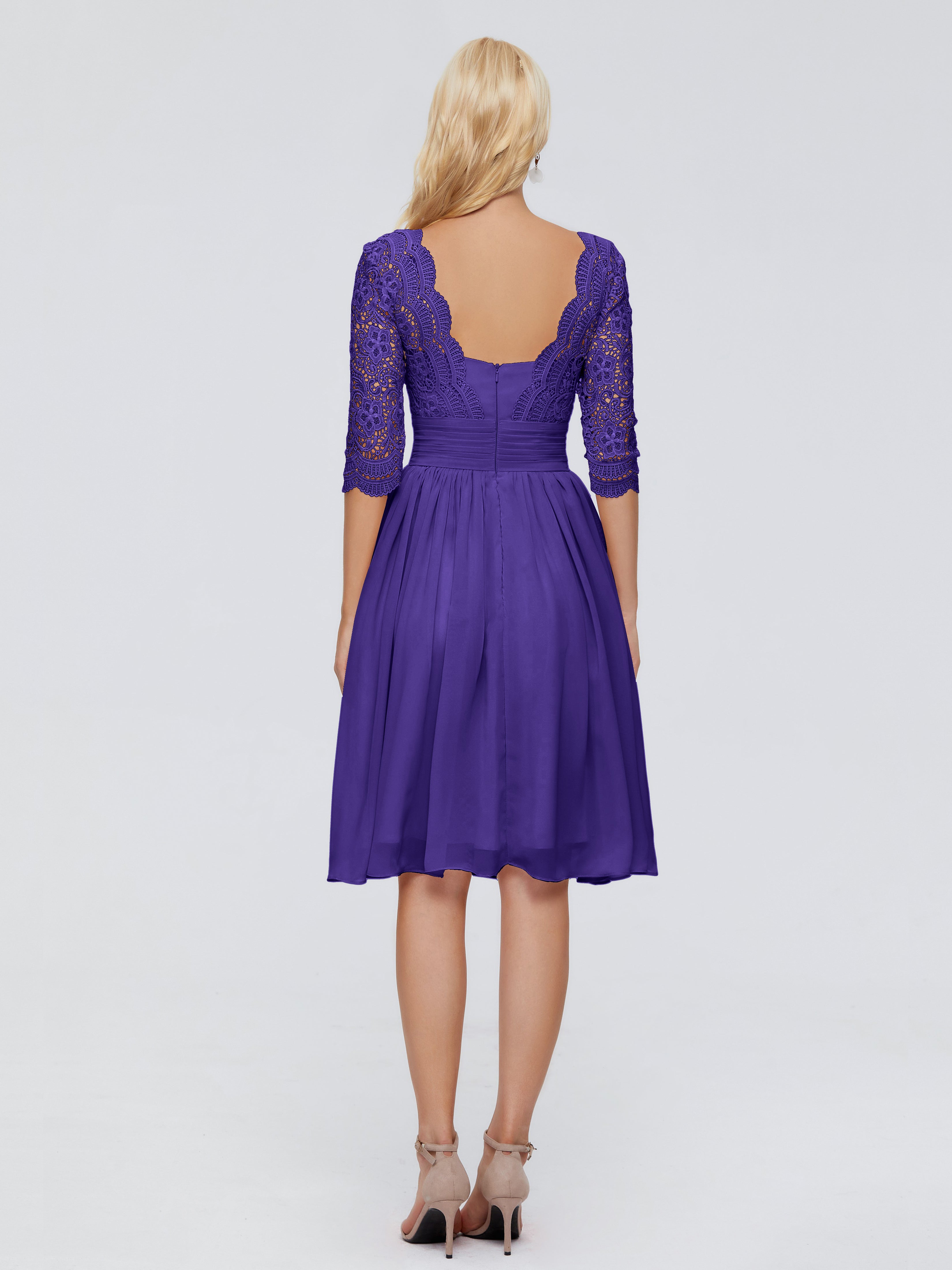 Robes De Demoiselle D'Honneur En Régence Longueur Genou Dentelle Robes Demoiselle D'Honneur