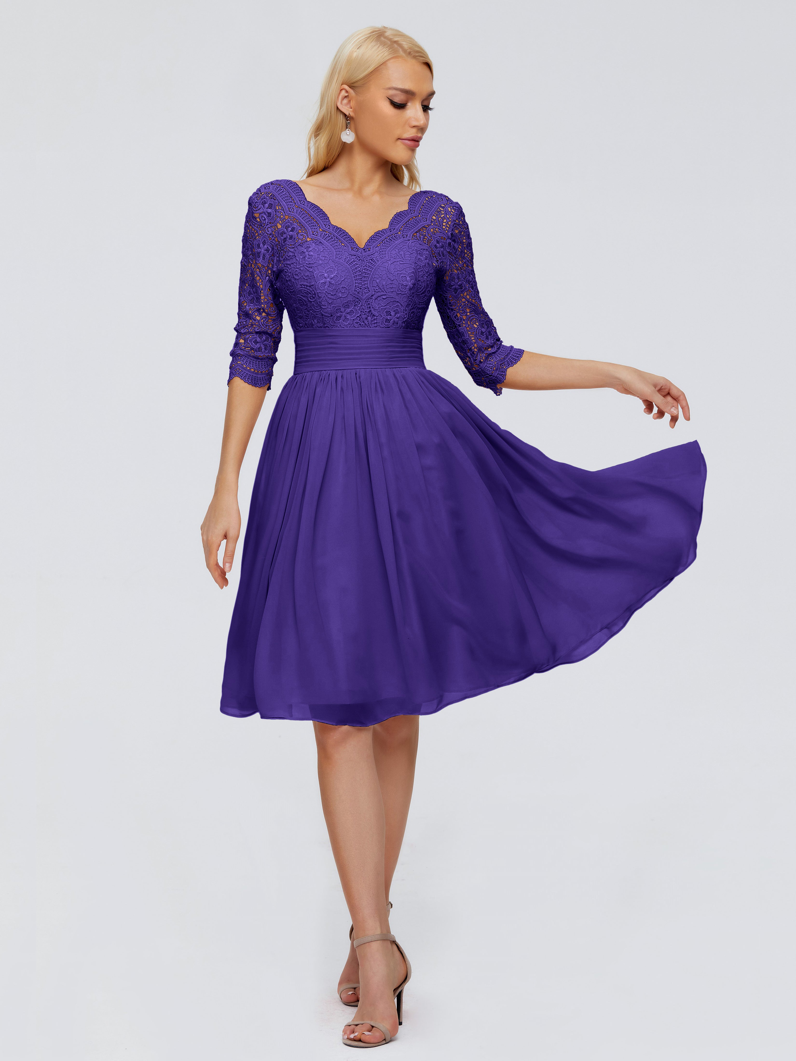 Robes De Demoiselle D'Honneur En Régence Longueur Genou Dentelle Robes Demoiselle D'Honneur