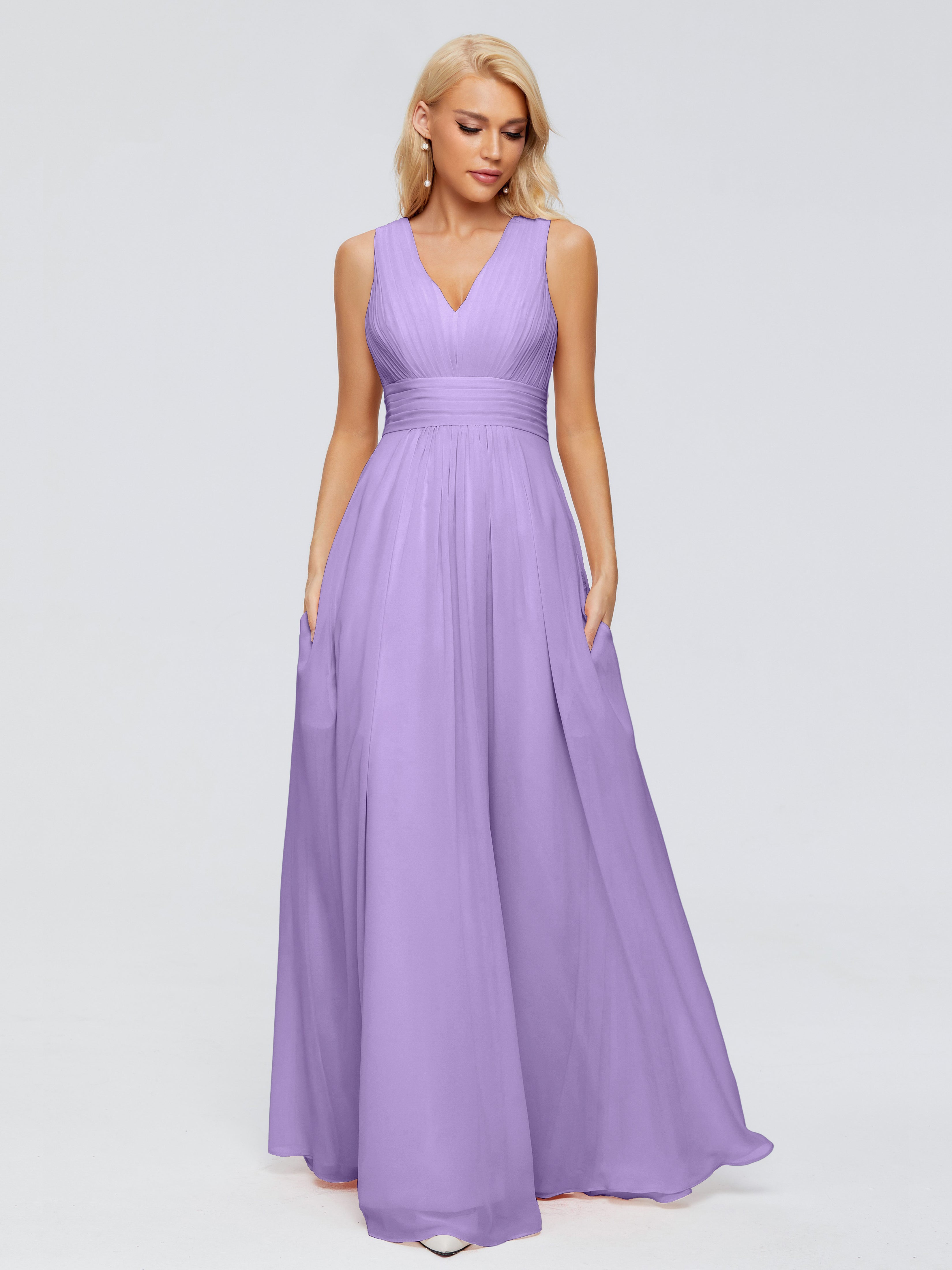 Robes De Demoiselle D'Honneur Tahiti Trapèze Col V Bretelle Mousseline Robes Demoiselle D'Honneur