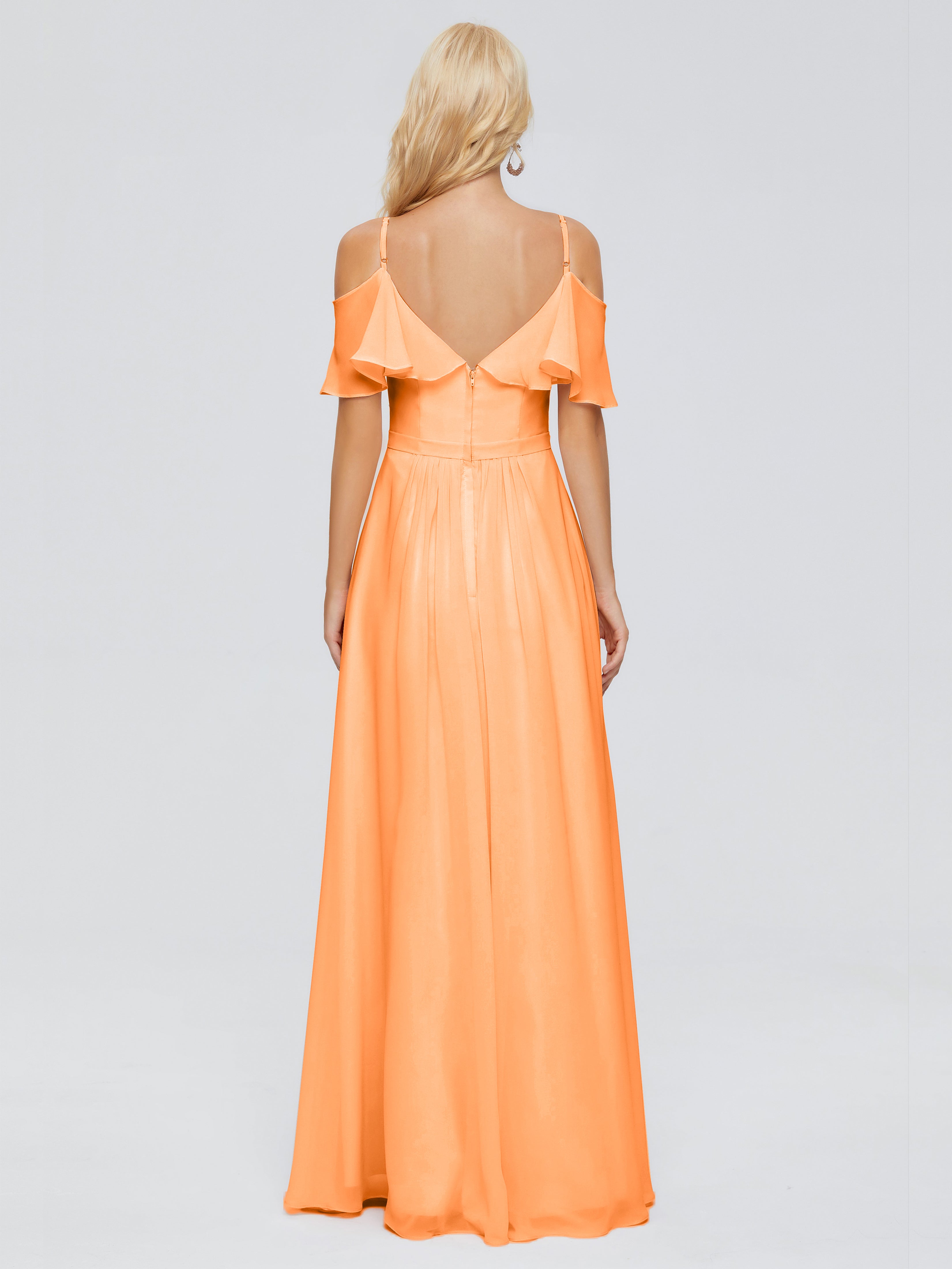 Demoiselle Dhonneur Robe Orange Col V Robes Demoiselle D'Honneur À Volants