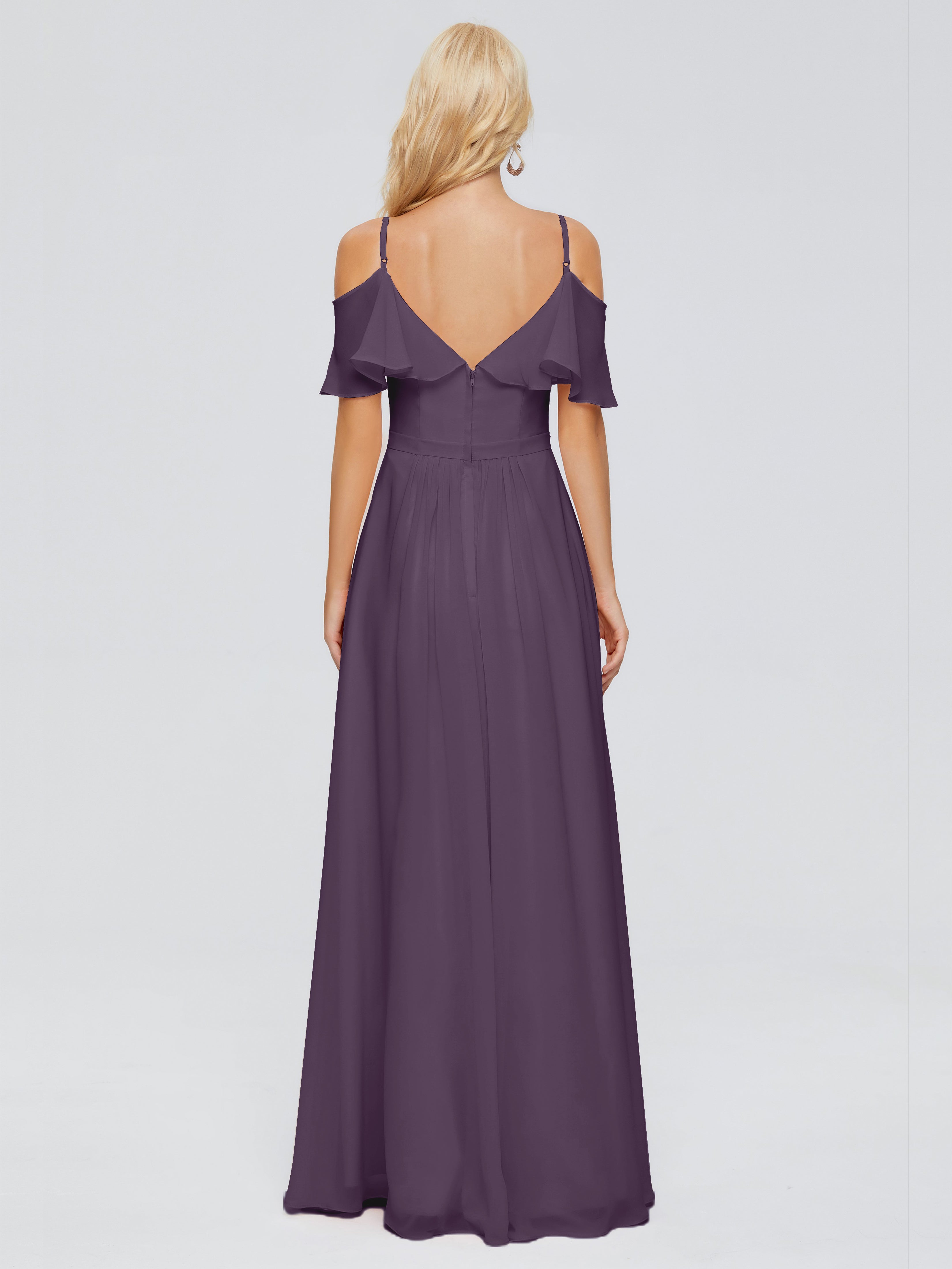 Robe Demoiselle D Honneur Plume Col V Robes Demoiselle D'Honneur À Volants