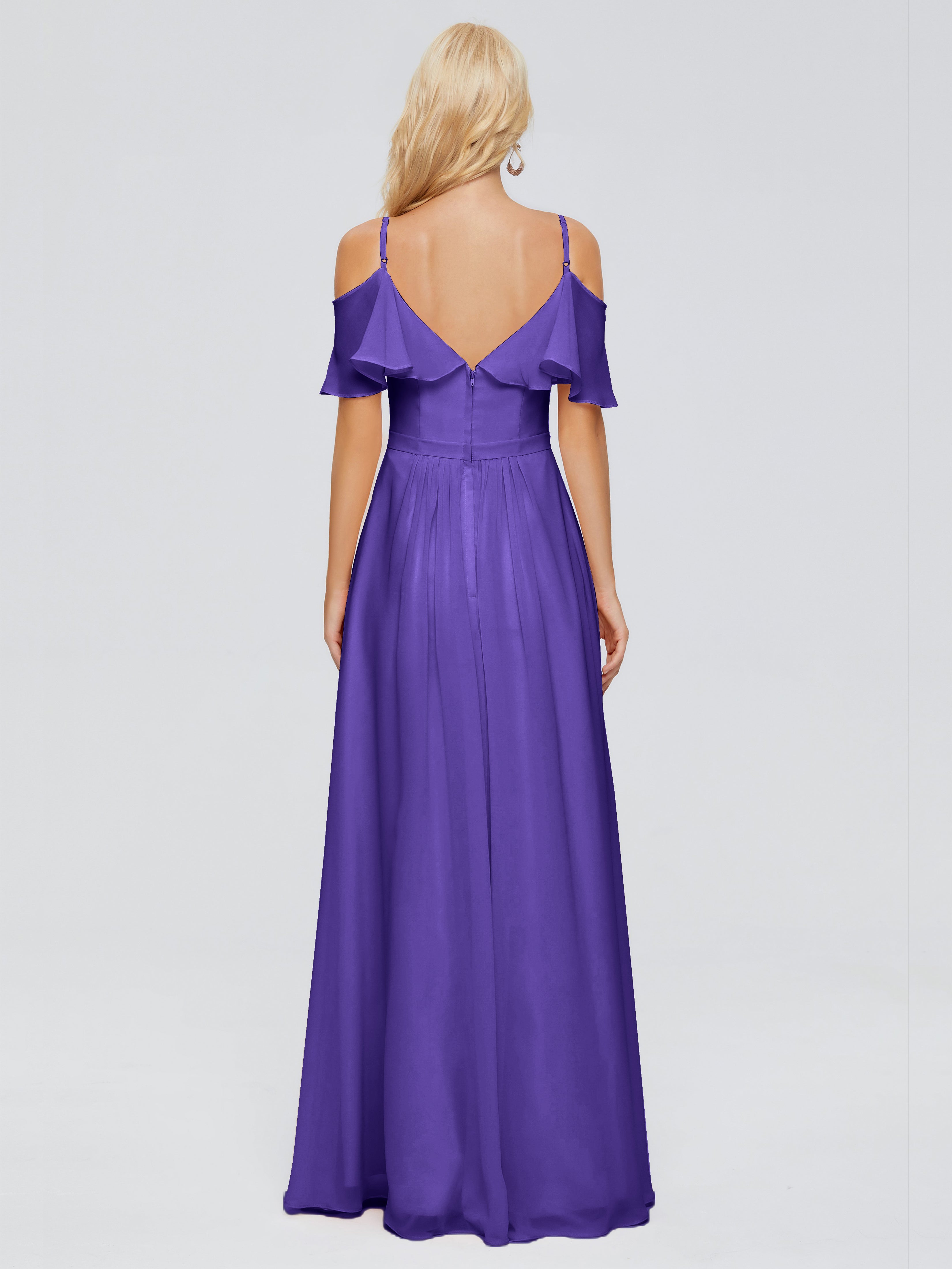 Robes De Demoiselle D'Honneur En Régence Col V Robes Demoiselle D'Honneur À Volants