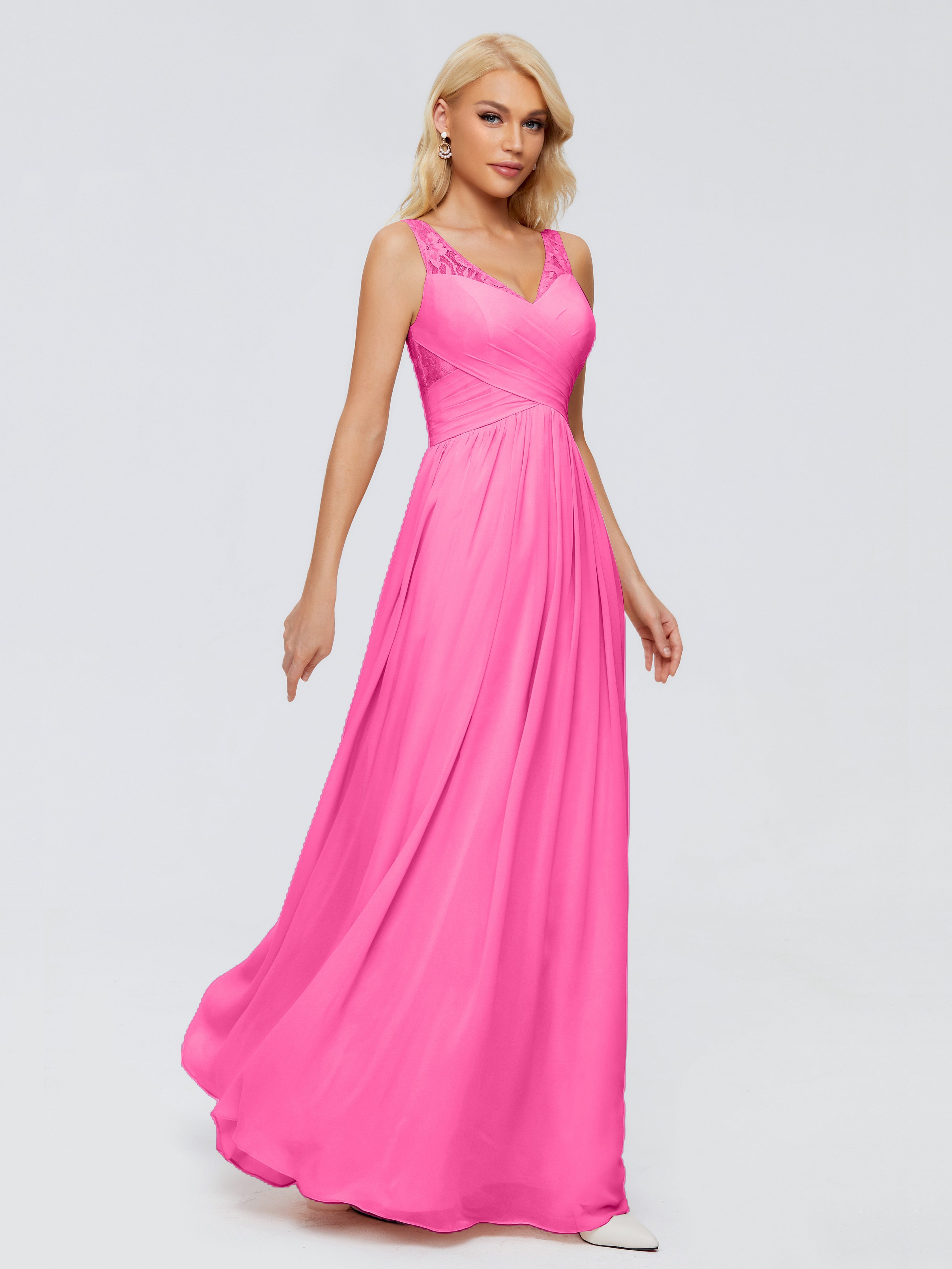 Robe Demoiselle D Honneur Azalée Trapèze Bretelle Dentelle Mousseline Robes Demoiselle D'Honneur