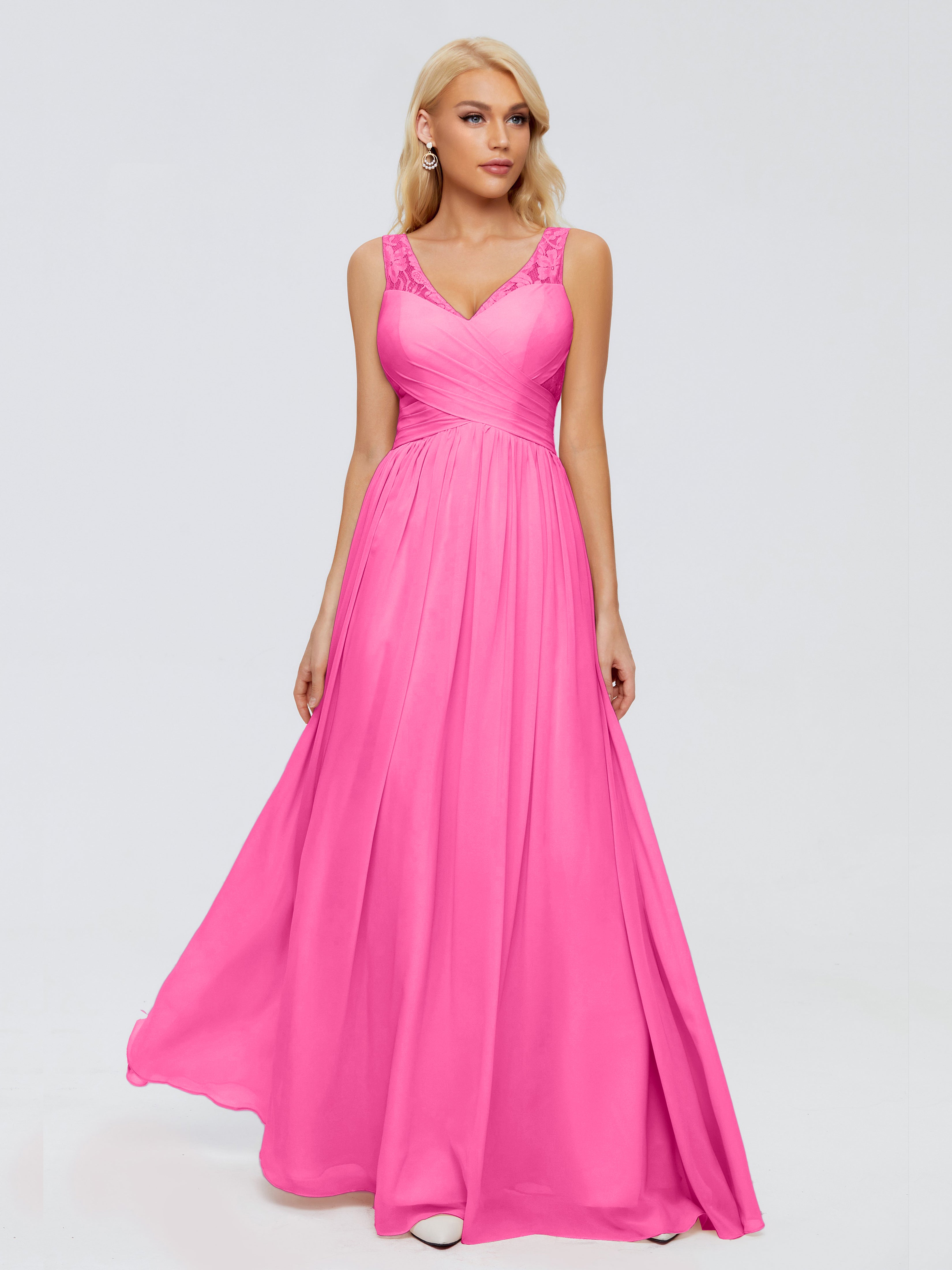 Robe Demoiselle D Honneur Azalée Trapèze Bretelle Dentelle Mousseline Robes Demoiselle D'Honneur