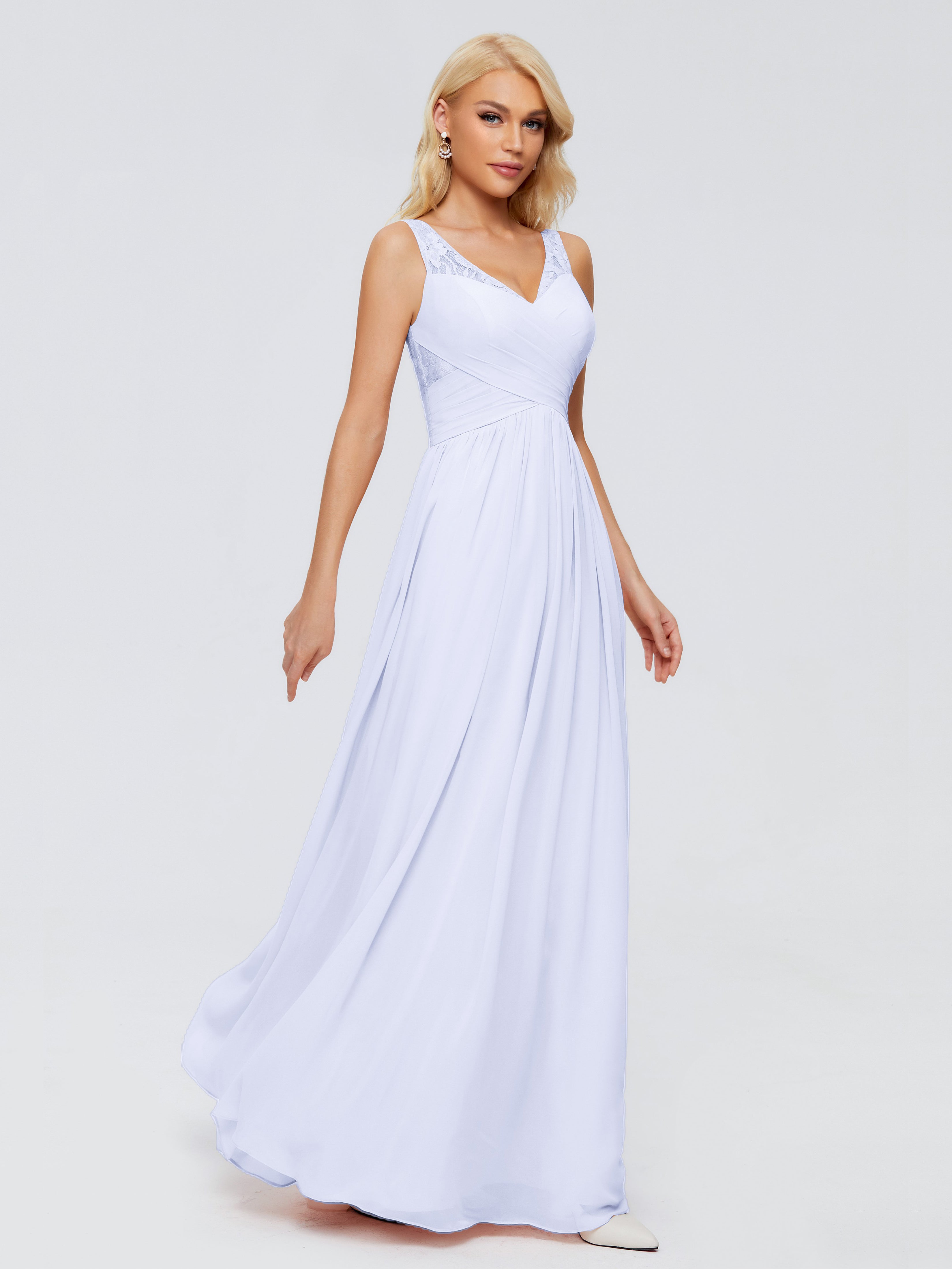 Robe Demoiselle D Honneur Lavande Trapèze Bretelle Dentelle Mousseline Robes Demoiselle D'Honneur