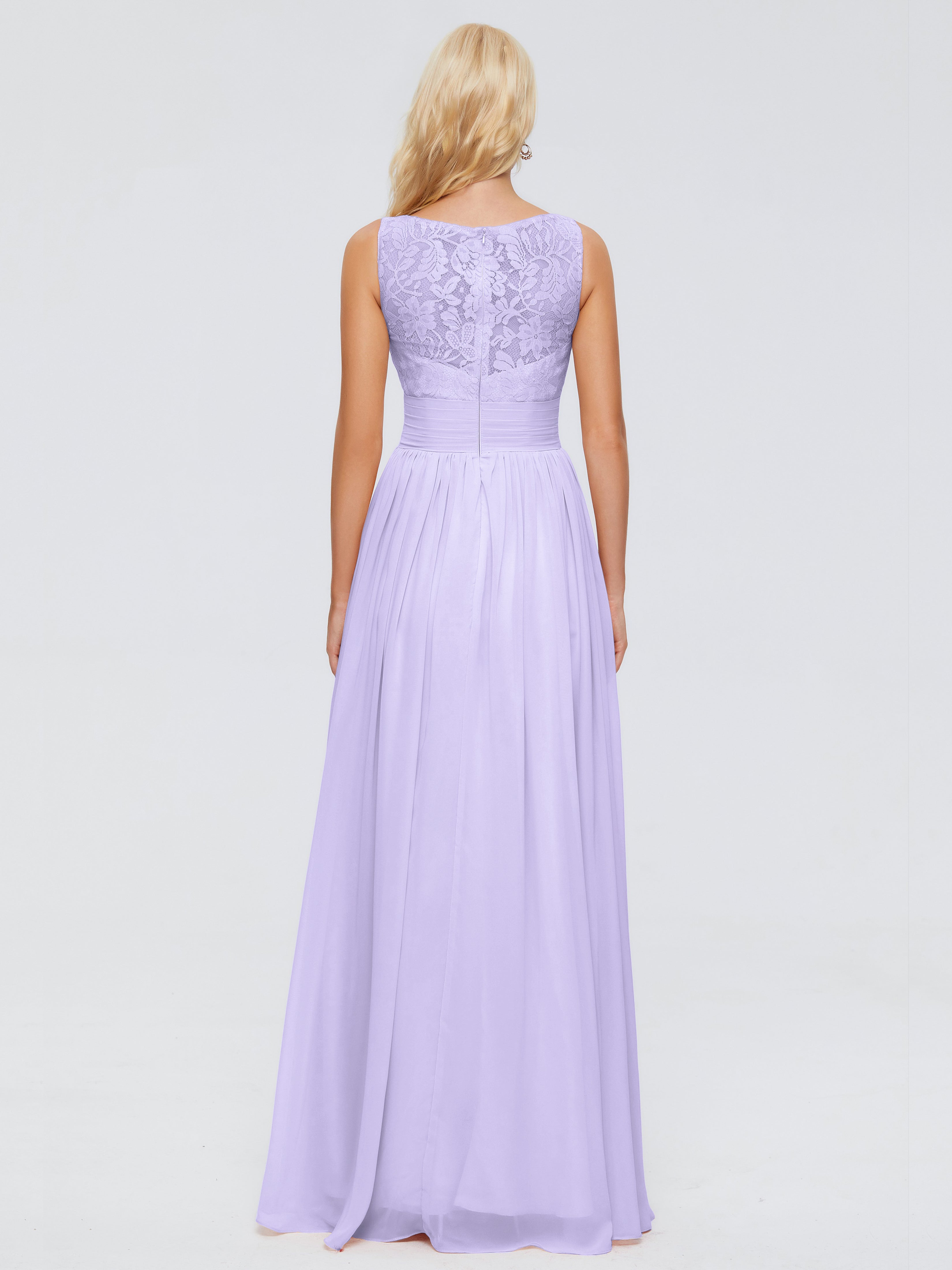 Robe Lilas Demoiselle D Honneur Trapèze Bretelle Dentelle Mousseline Robes Demoiselle D'Honneur