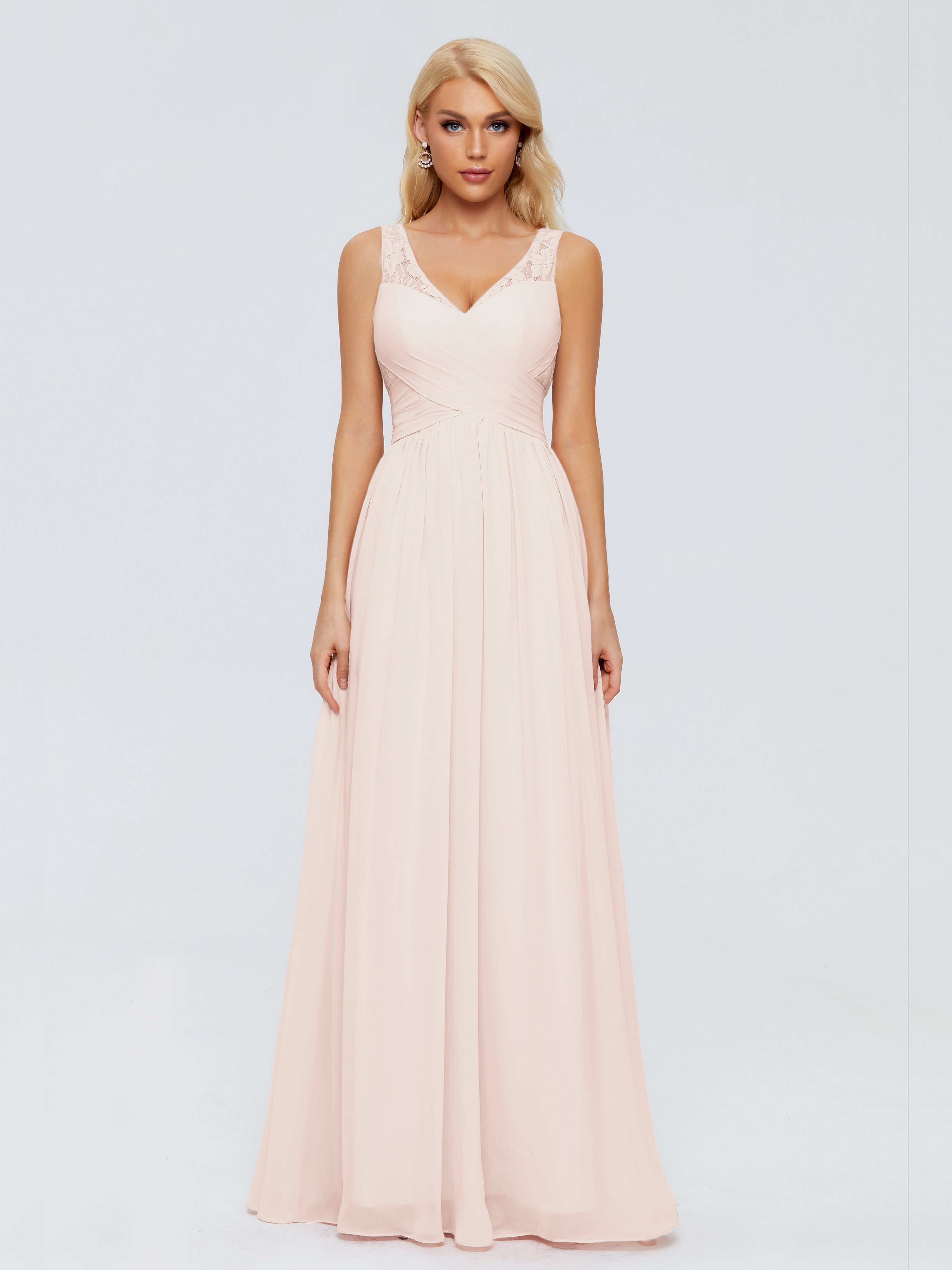 Robe De Demoiselle D'Honneur En Perles Trapèze Bretelle Dentelle Mousseline Robes Demoiselle D'Honneur