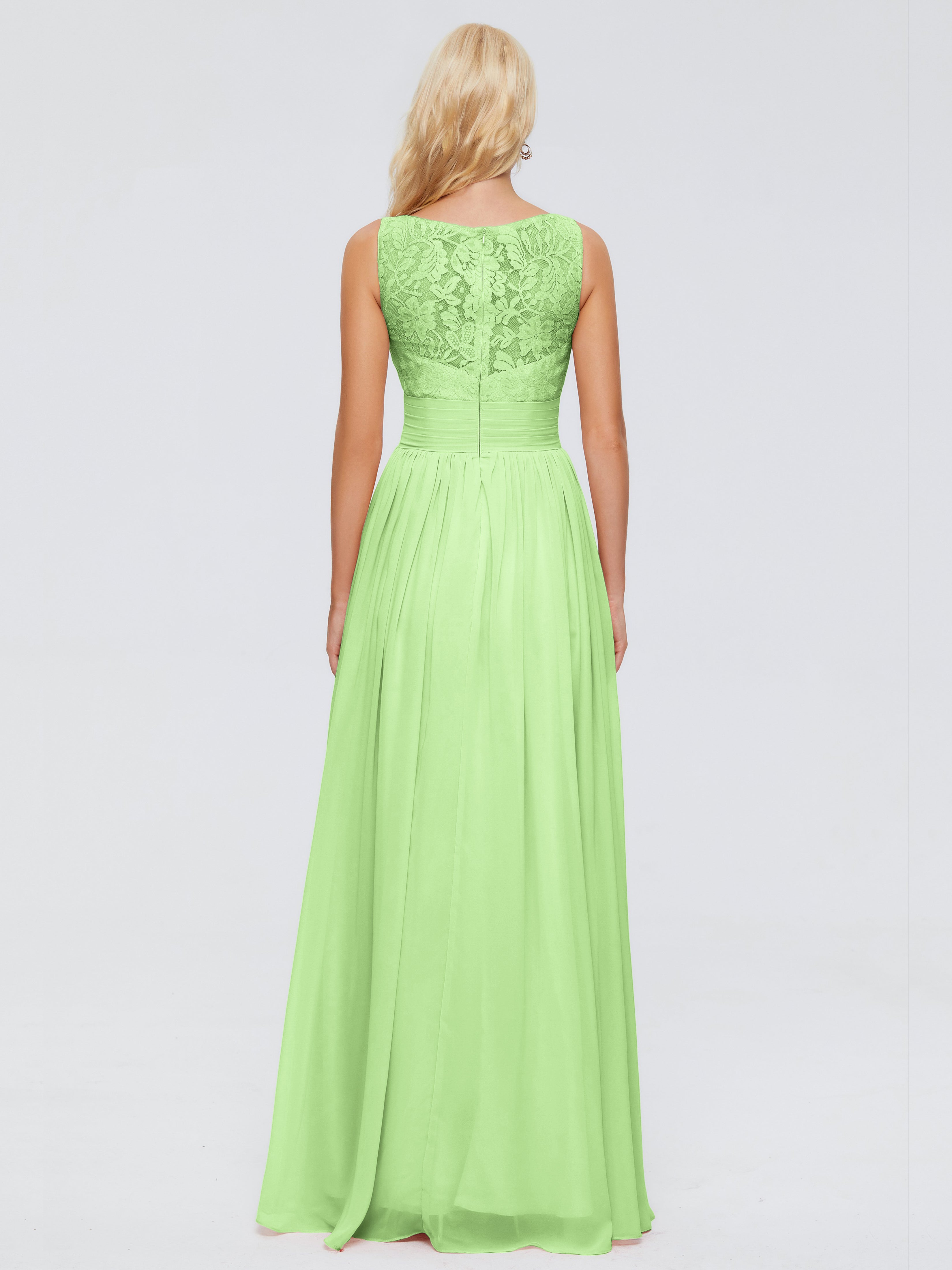 Robe Demoiselle D Honneur Vert Sauge Trapèze Bretelle Dentelle Mousseline Robes Demoiselle D'Honneur