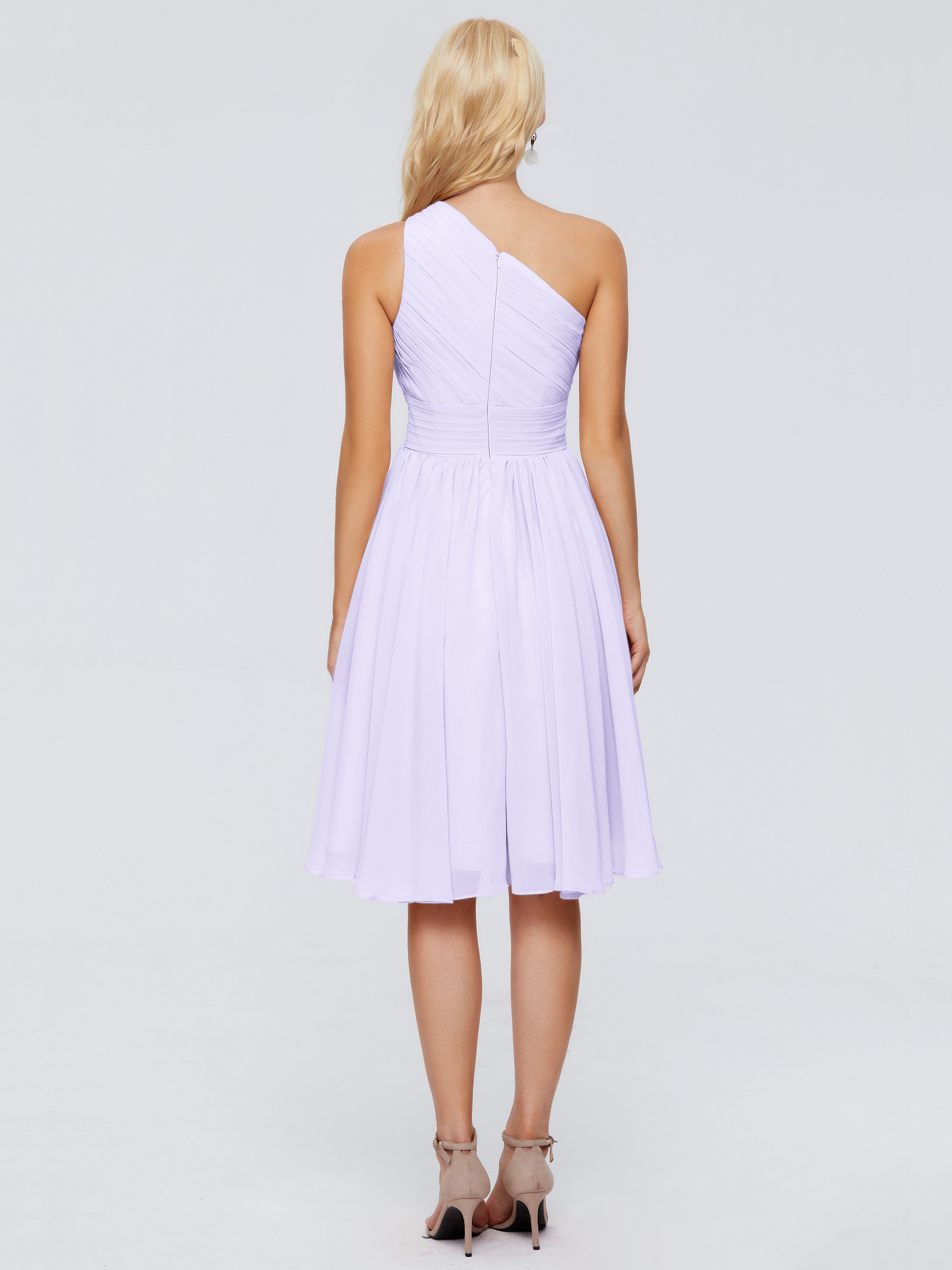 Robe Longue Lilas Demoiselle D Honneur Seule-Épaule Mousseline Robes Demoiselle D'Honneur