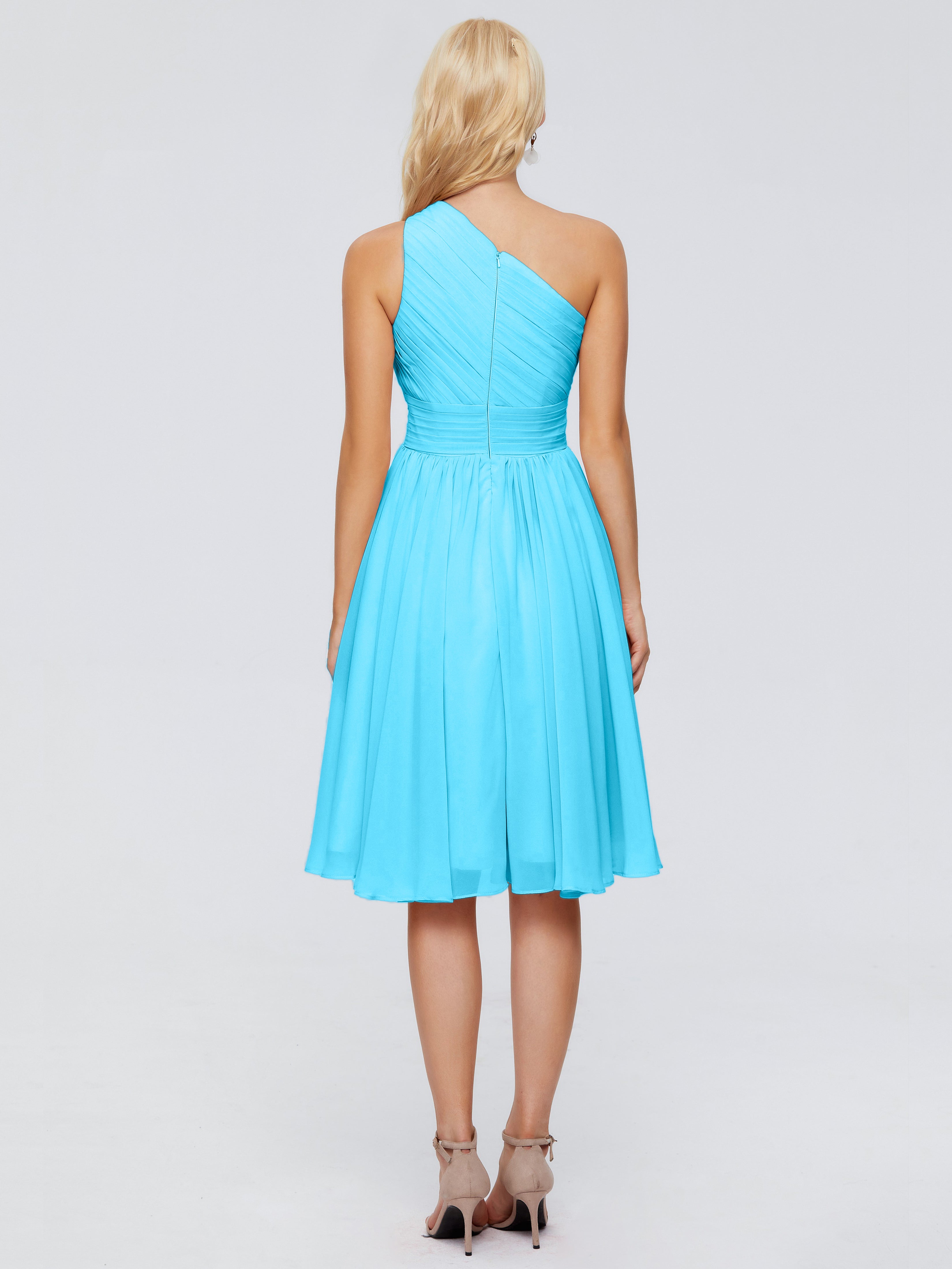 Robe De Demoiselle D'Honneur En Piscine Seule-Épaule Mousseline Robes Demoiselle D'Honneur Courte