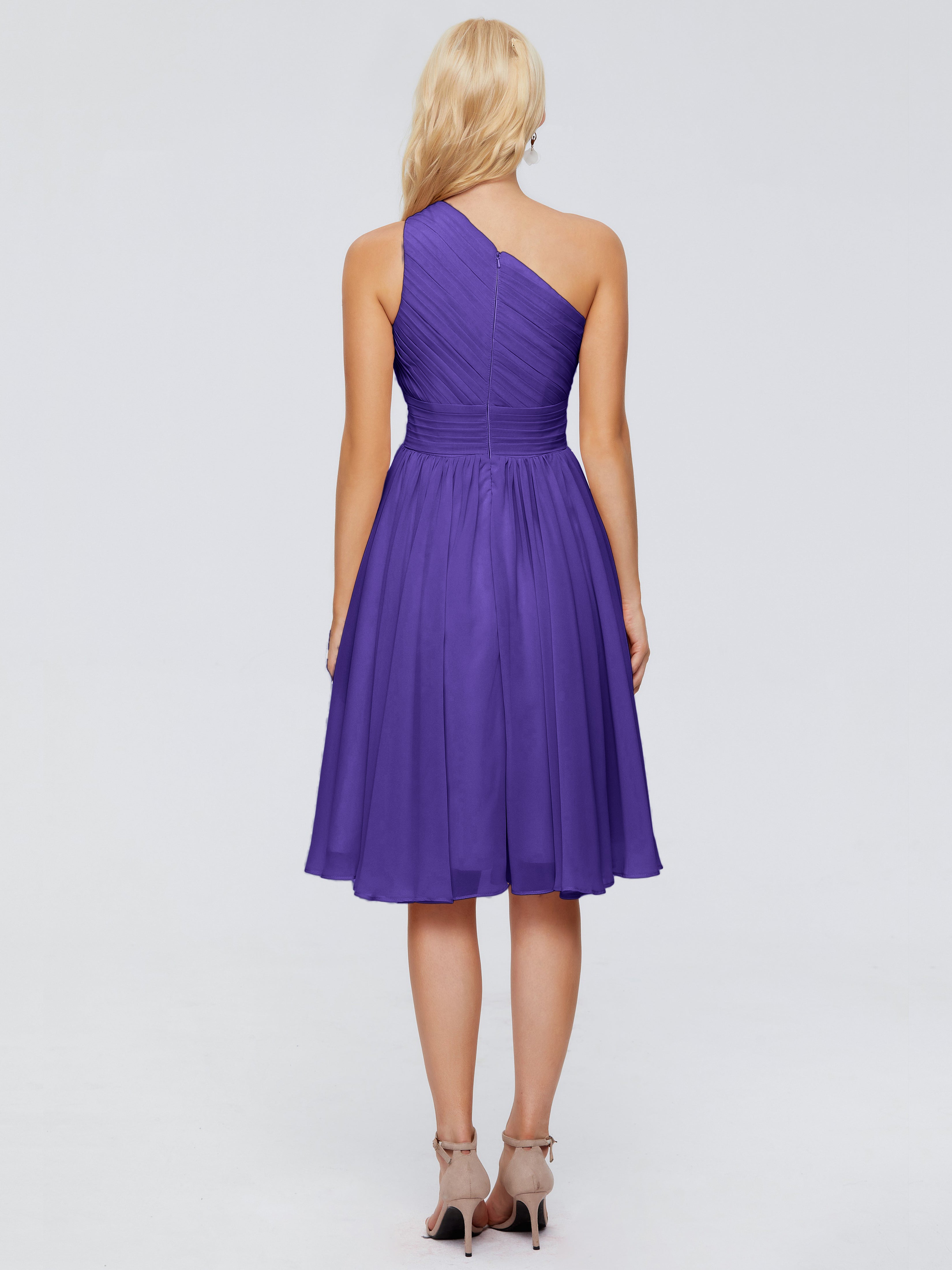 Robes De Demoiselle D'Honneur En Régence Seule-Épaule Mousseline Robes Demoiselle D'Honneur Courte