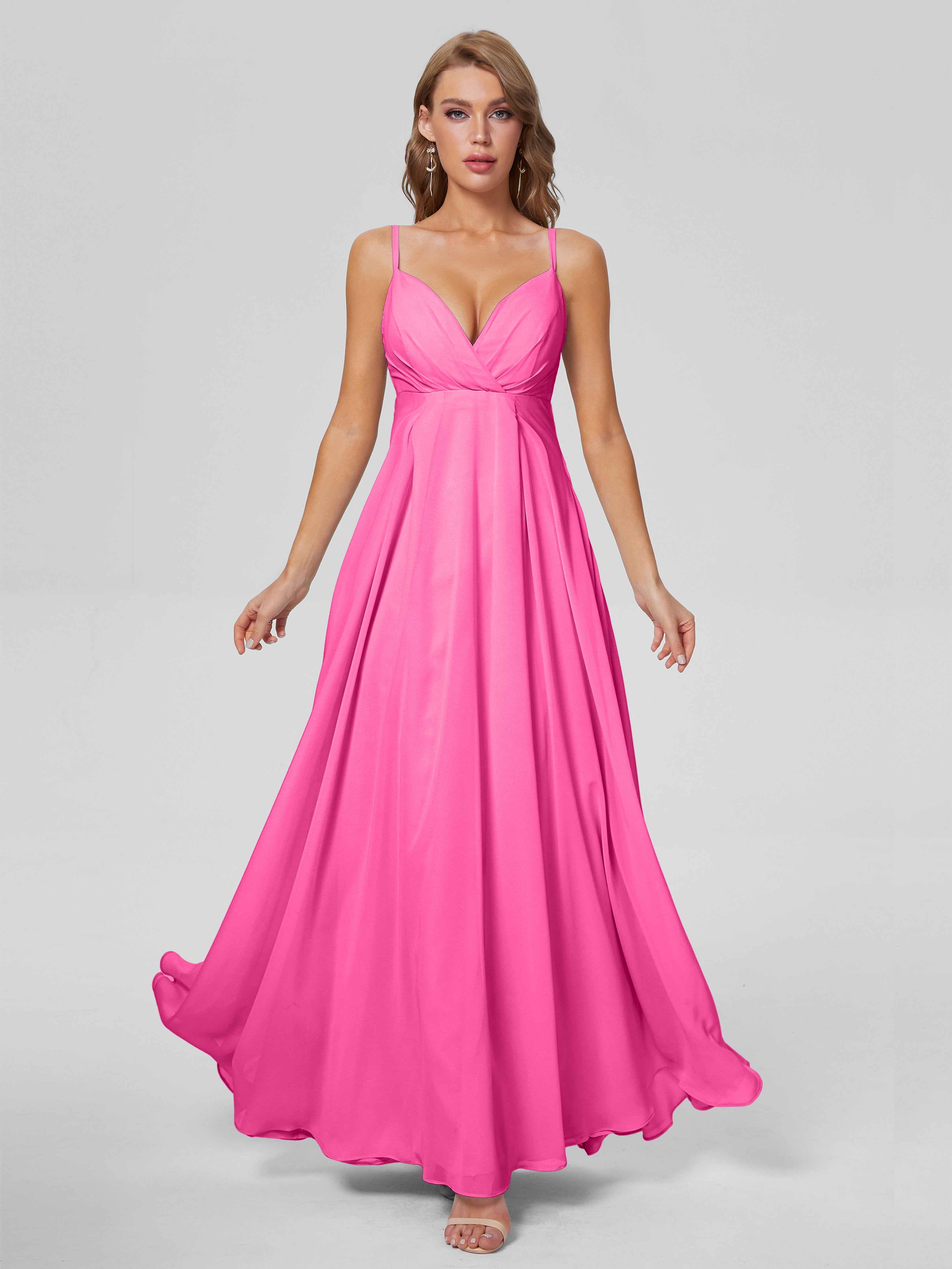 Robe Demoiselle D Honneur Azalée Classique Bretelles Spaghetti Mousseline Robes Demoiselle D'Honneur