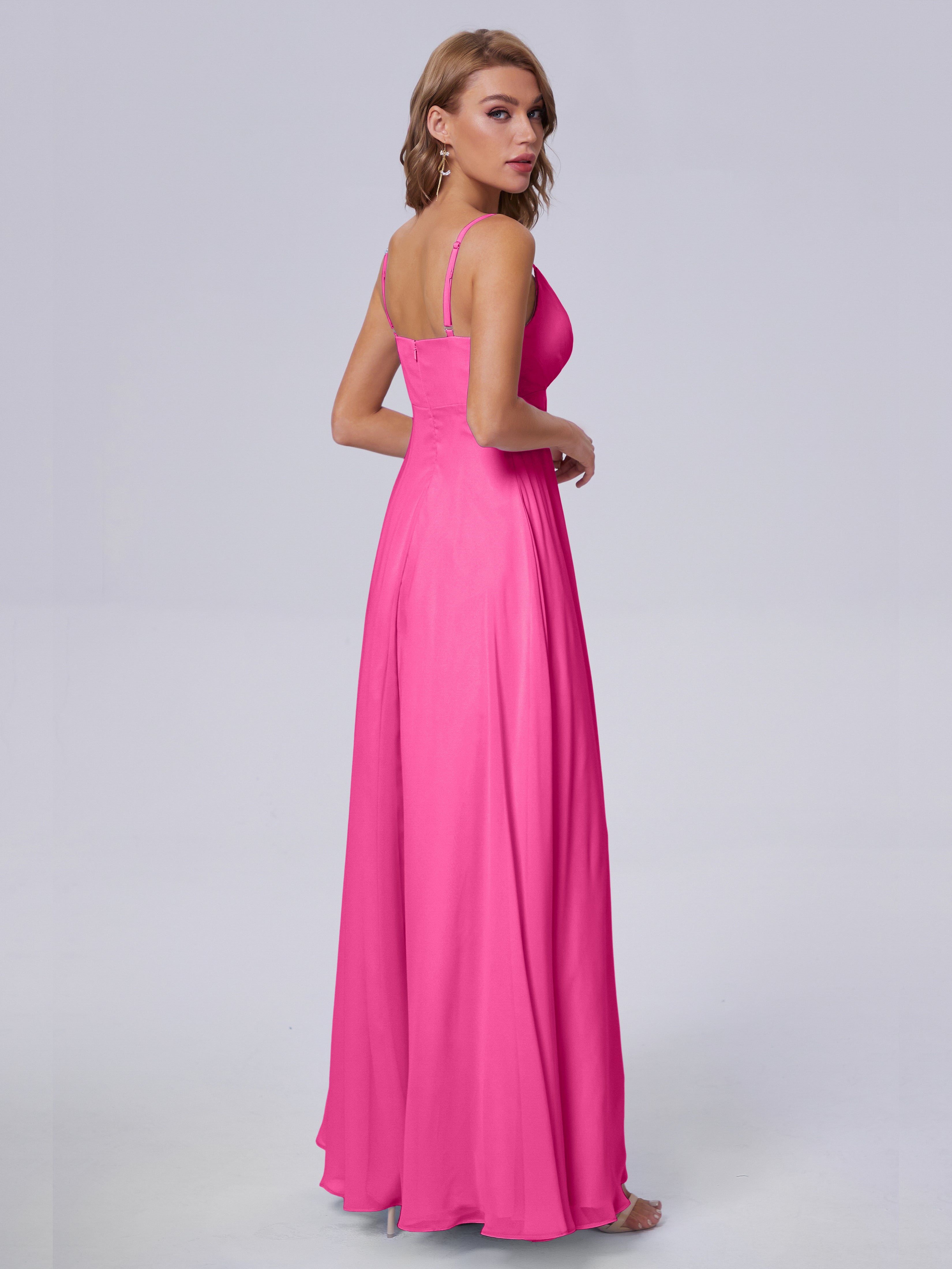 Robe Demoiselle D Honneur Azalée Classique Bretelles Spaghetti Mousseline Robes Demoiselle D'Honneur
