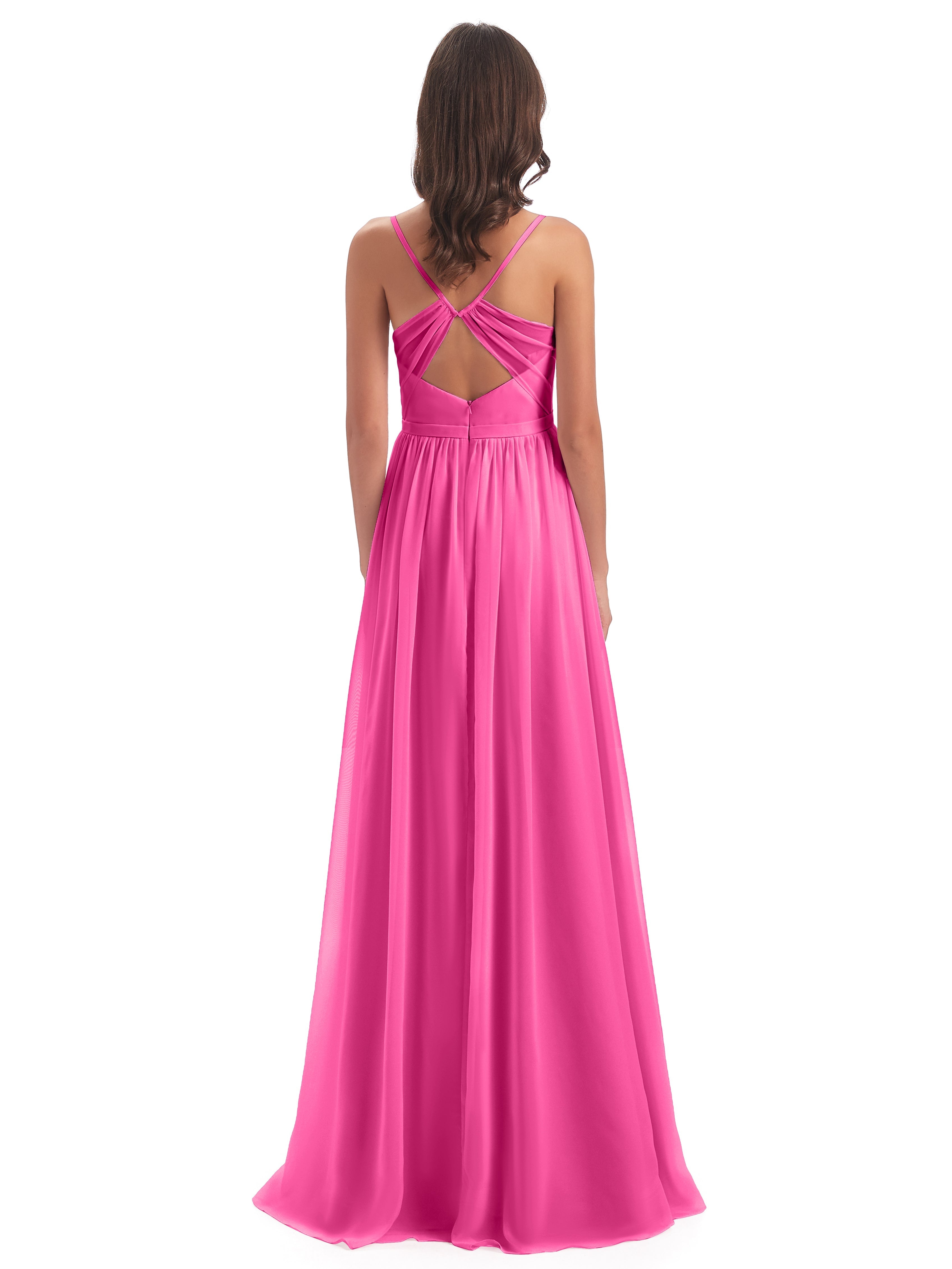 Robe Demoiselle D Honneur Azalée Dos Ouvert Fendue Mousseline Robes Demoiselle D'Honneur