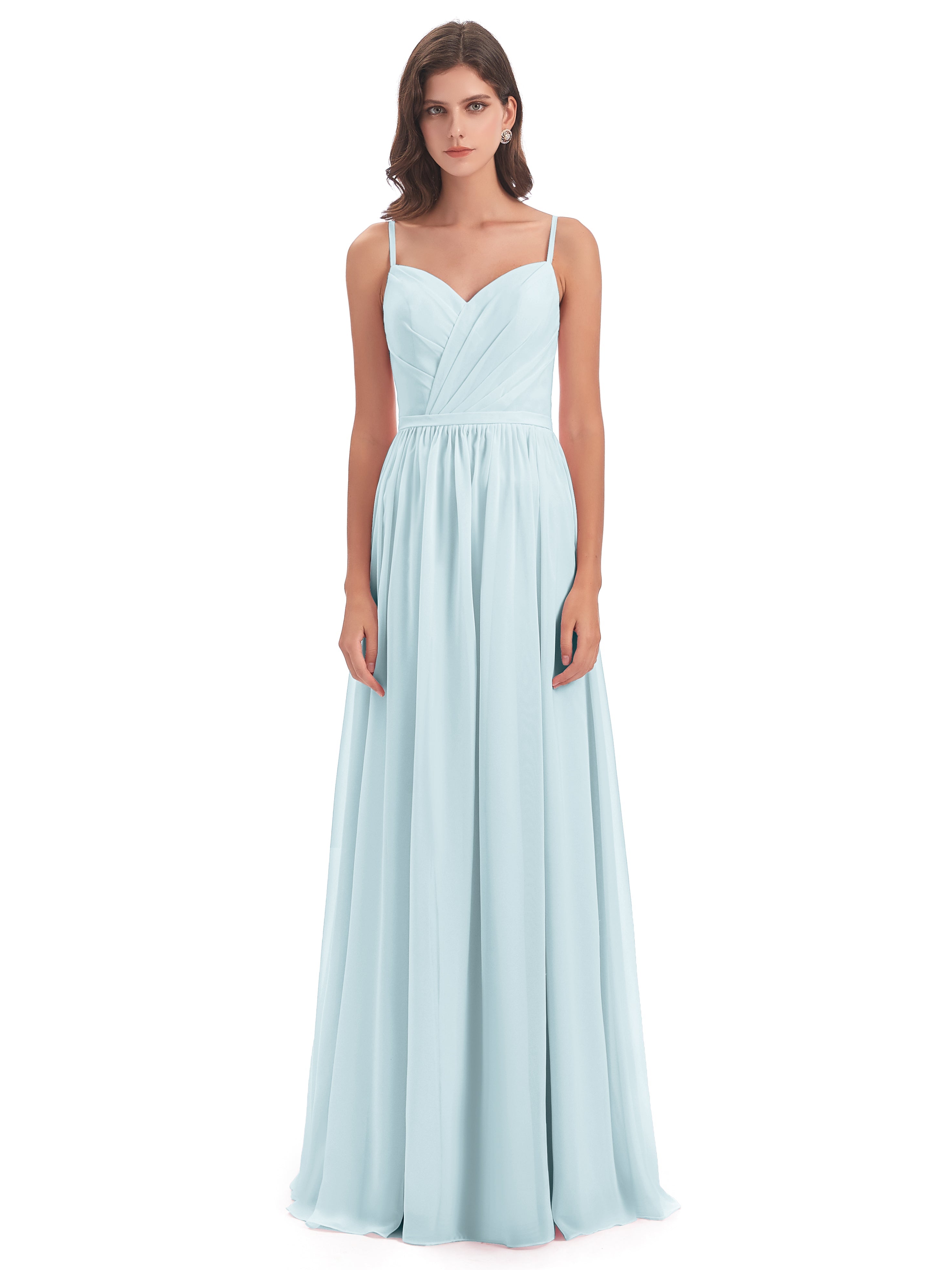 Robe De Demoiselle D'Honneur Brume Dos Ouvert Fendue Mousseline Robes Demoiselle D'Honneur