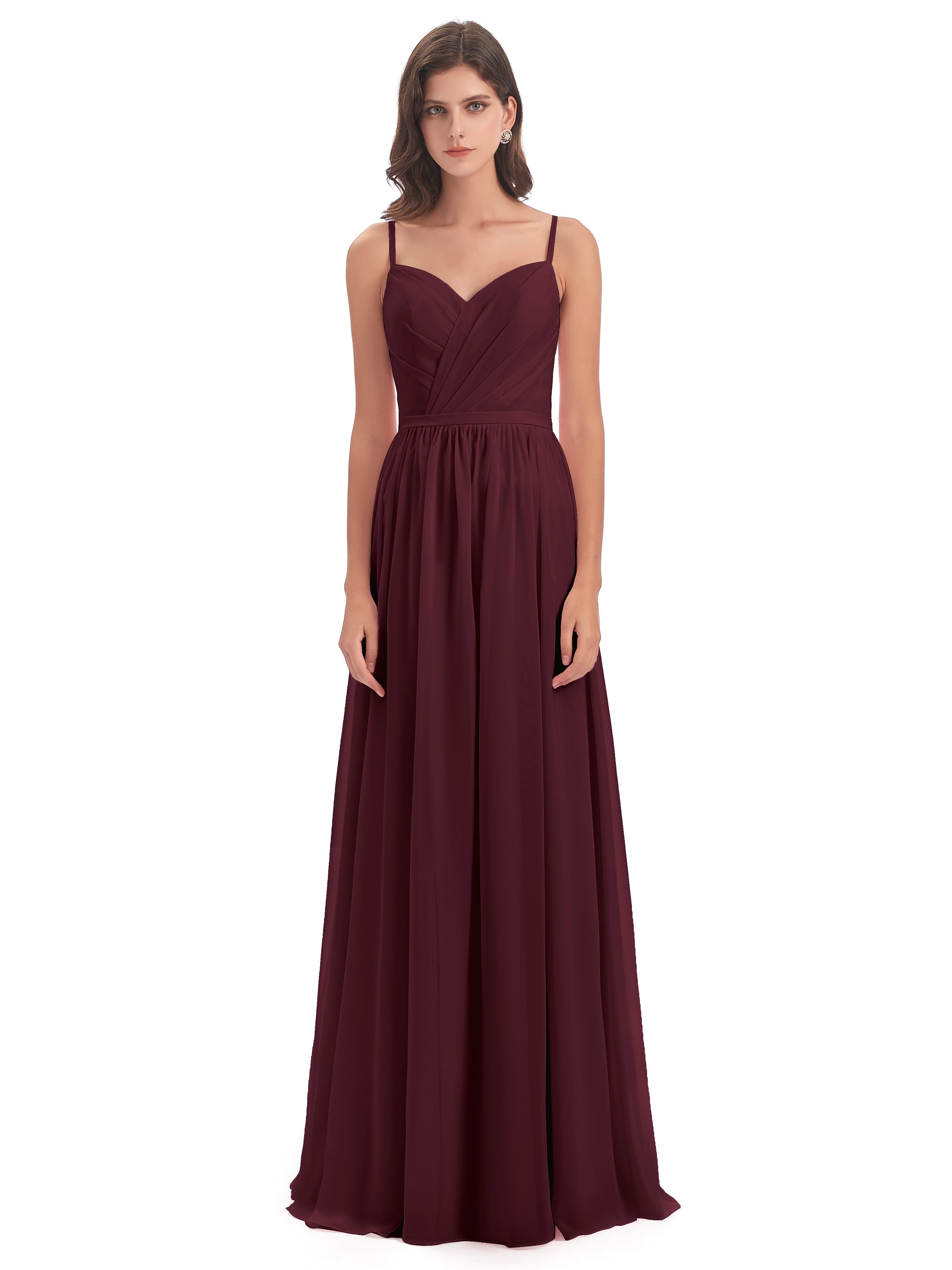 Robes De Demoiselle D'Honneur Cabernet Dos Ouvert Fendue Mousseline Robes Demoiselle D'Honneur