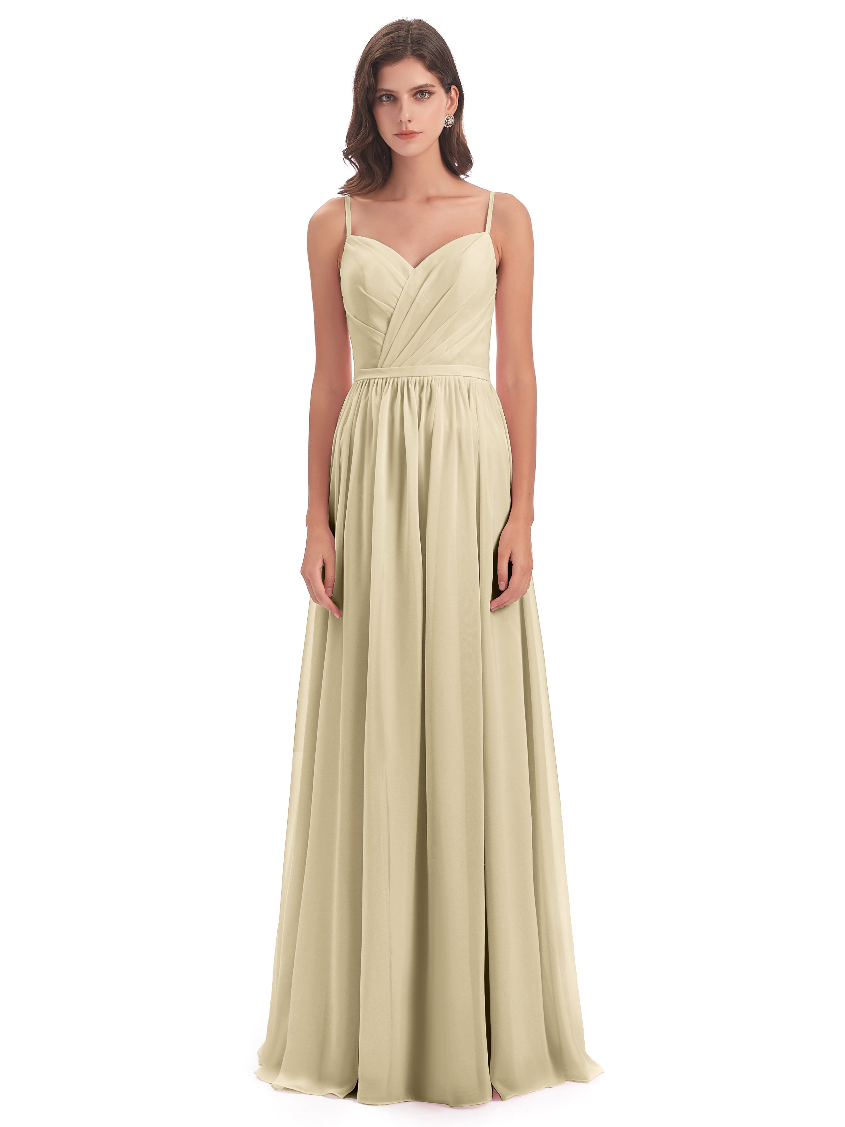 Robe De Demoiselle D Honneur Champagne Dos Ouvert Fendue Mousseline Robes Demoiselle D'Honneur