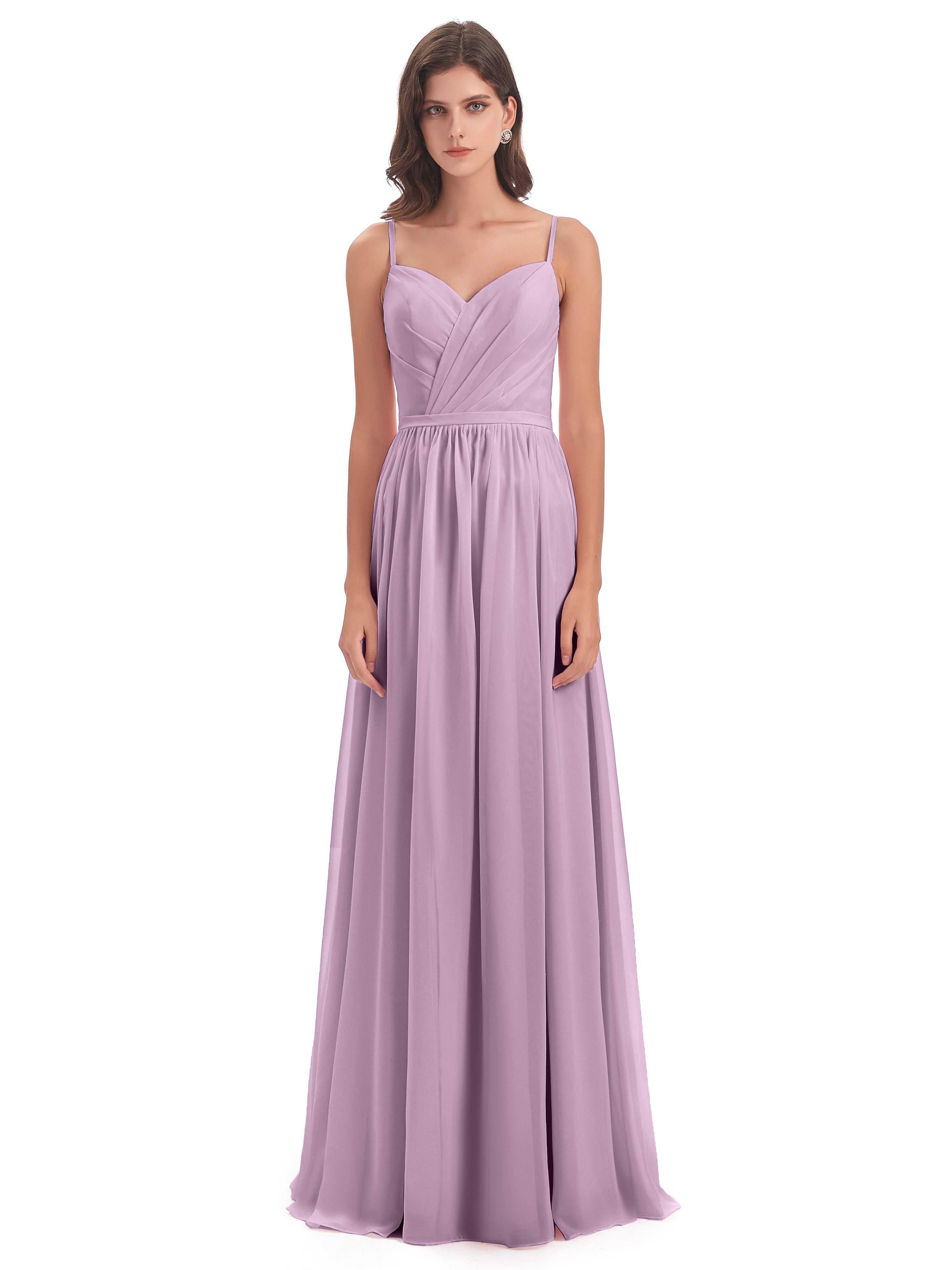 Robes De Demoiselle D'Honneur Glycine Dos Ouvert Fendue Mousseline Robes Demoiselle D'Honneur