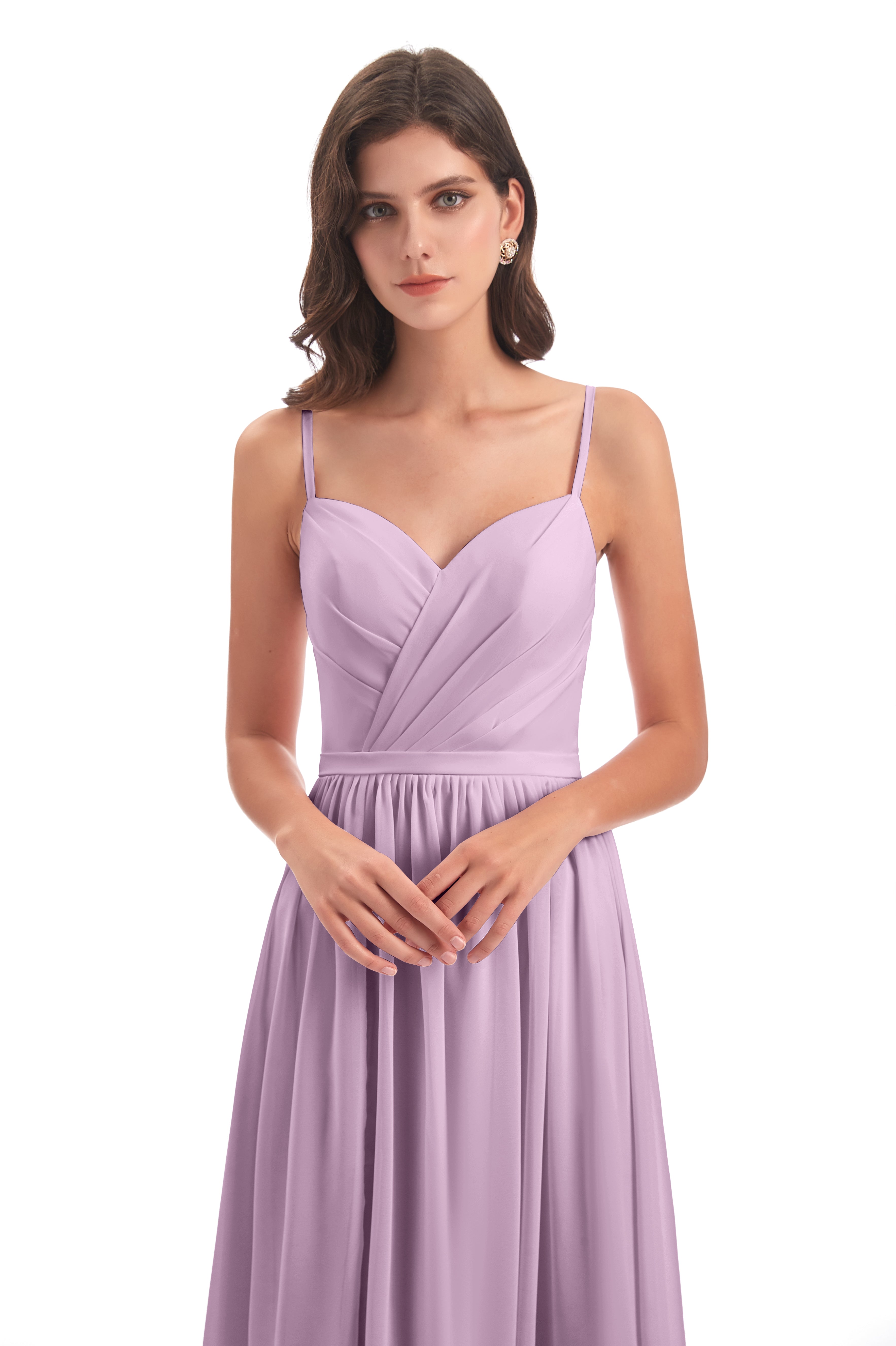 Robes De Demoiselle D'Honneur Glycine Dos Ouvert Fendue Mousseline Robes Demoiselle D'Honneur