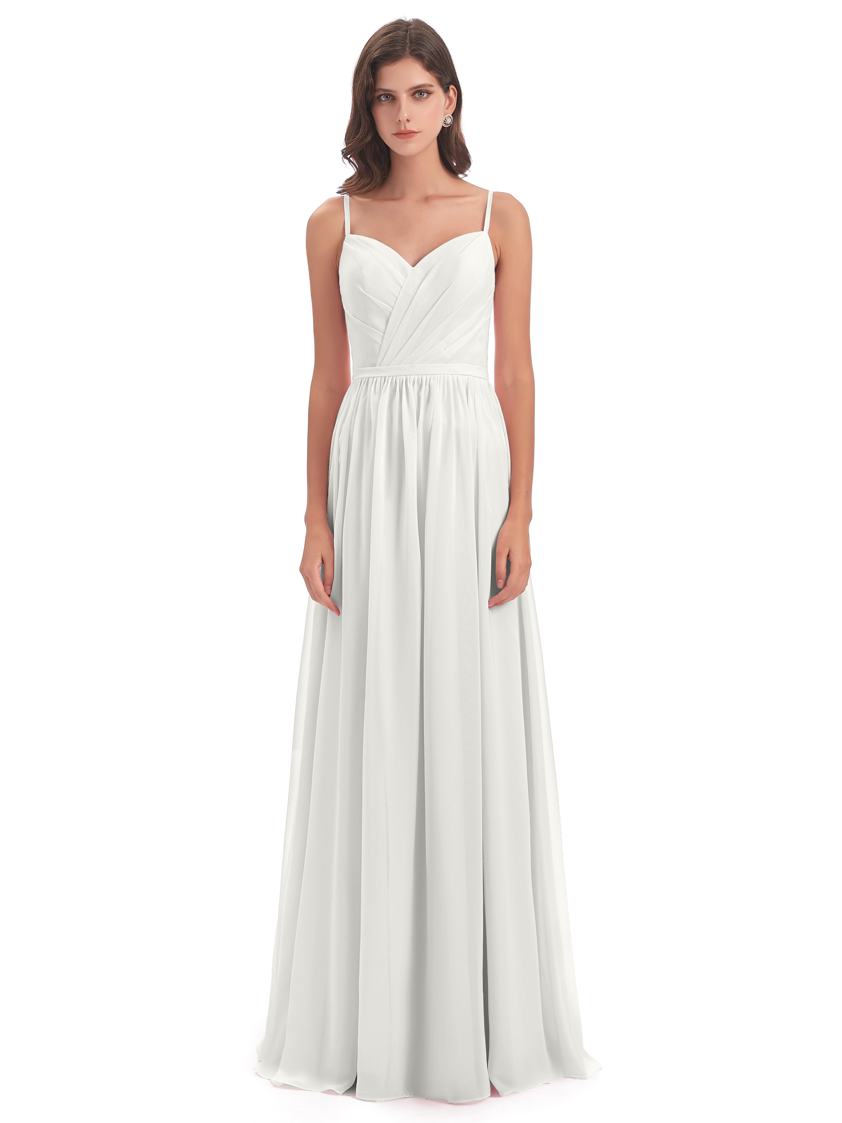 Robe Blanche Demoiselle D Honneur Dos Ouvert Fendue Mousseline Robes Demoiselle D'Honneur