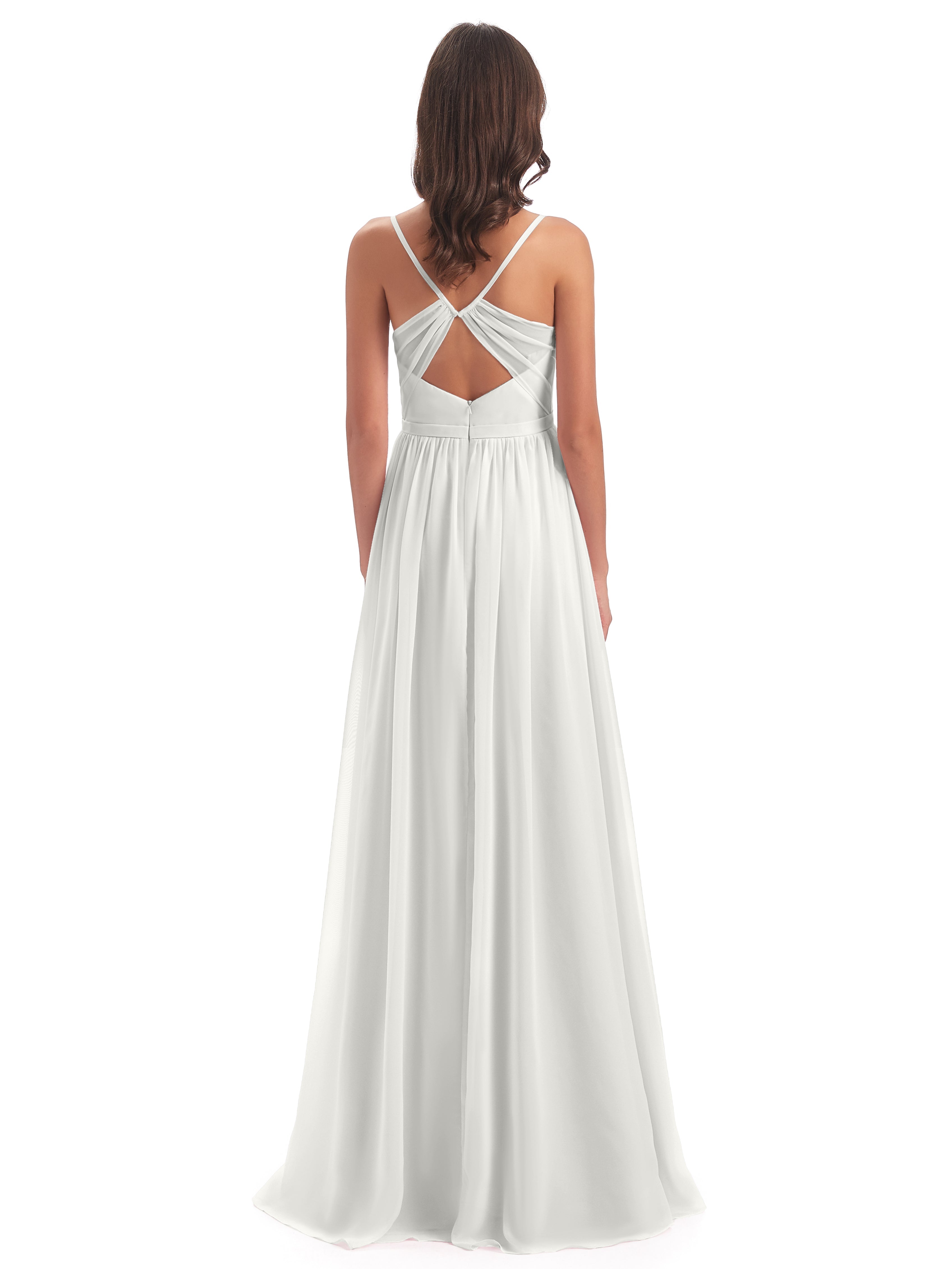 Robe Blanche Demoiselle D Honneur Dos Ouvert Fendue Mousseline Robes Demoiselle D'Honneur