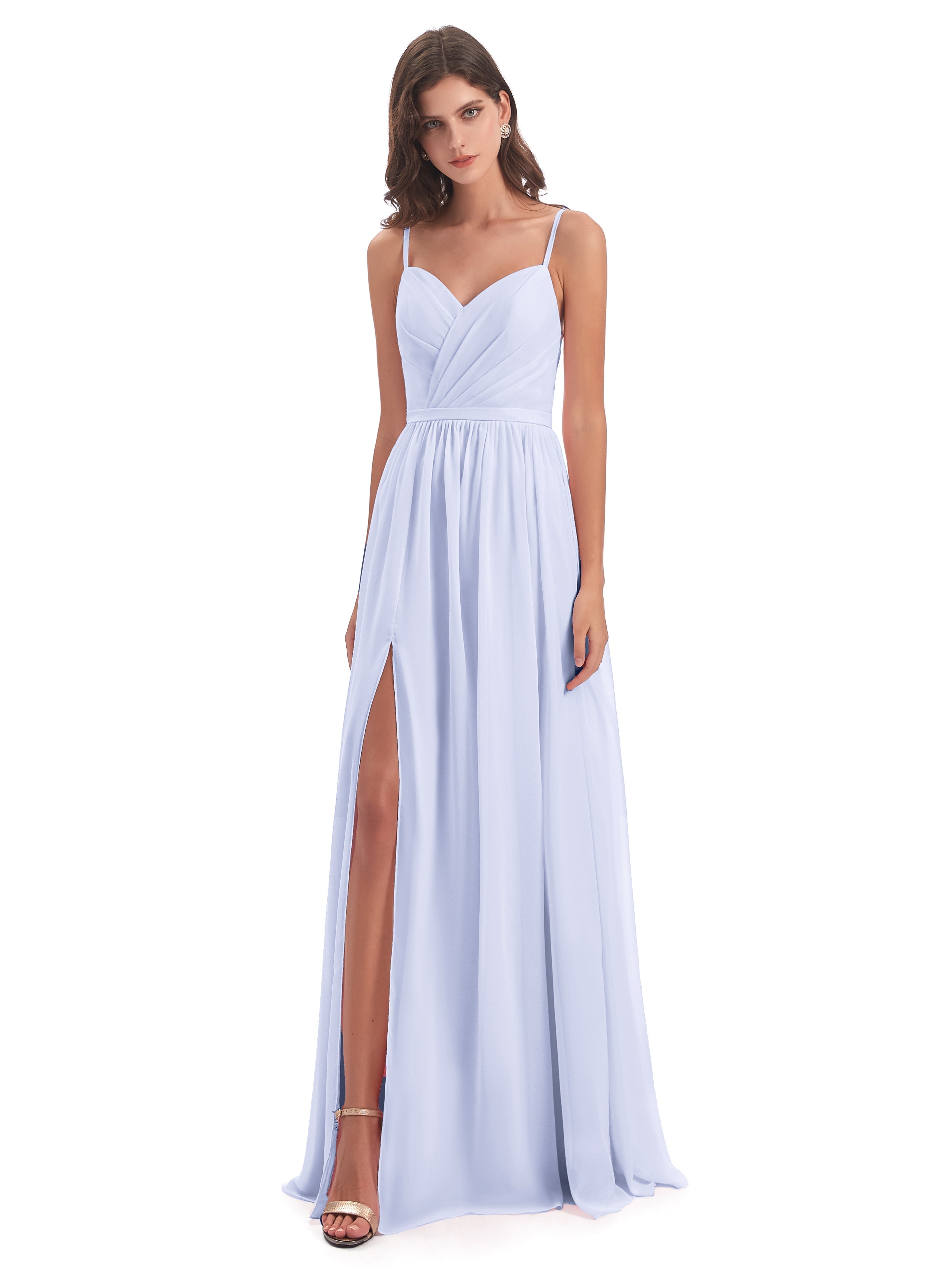 Robe Lavande Demoiselle D Honneur Dos Ouvert Fendue Mousseline Robes Demoiselle D'Honneur