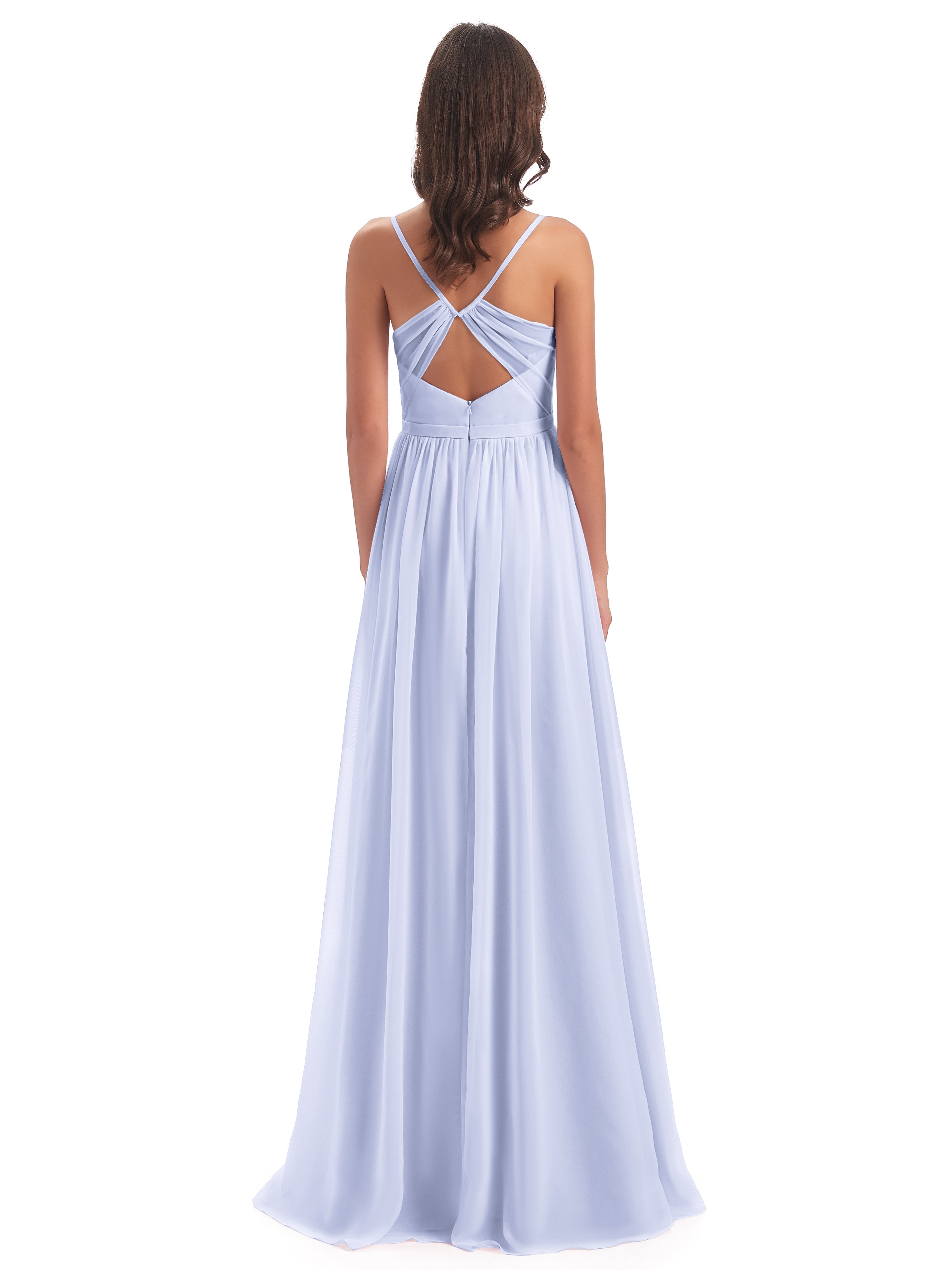 Robe Lavande Demoiselle D Honneur Dos Ouvert Fendue Mousseline Robes Demoiselle D'Honneur