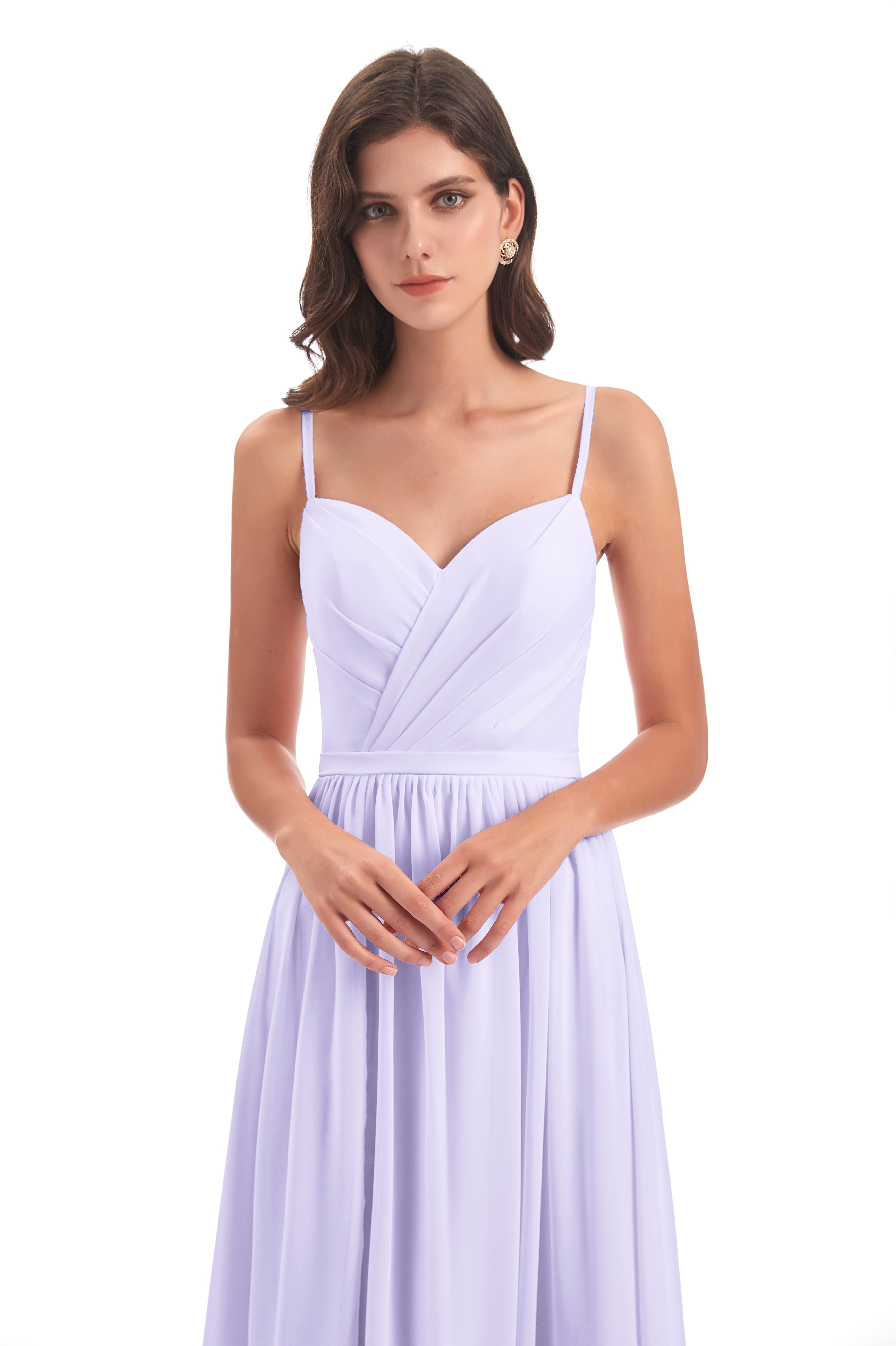 Robe Demoiselle D Honneur Couleur Lilas Dos Ouvert Fendue Mousseline Robes Demoiselle D'Honneur