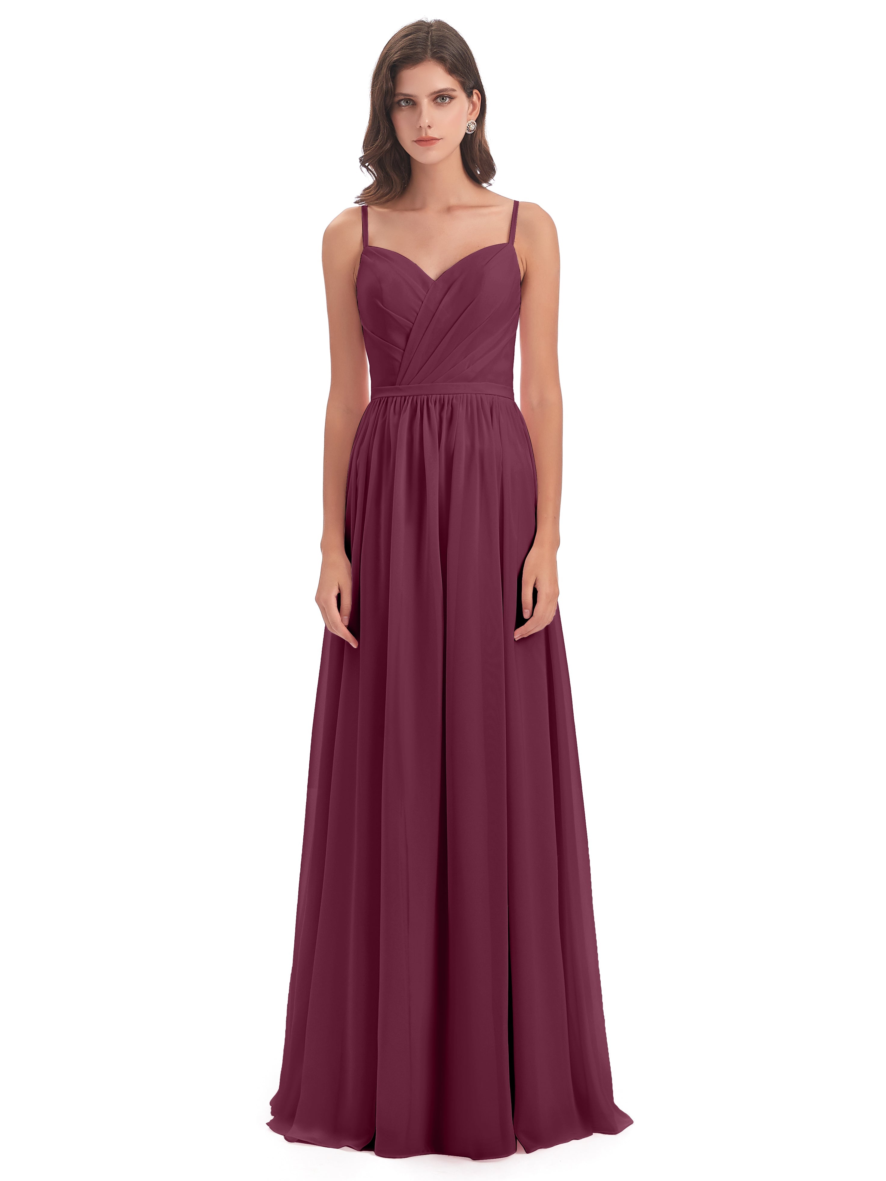 Robes De Demoiselle D'Honneur Mure Dos Ouvert Fendue Mousseline Robes Demoiselle D'Honneur