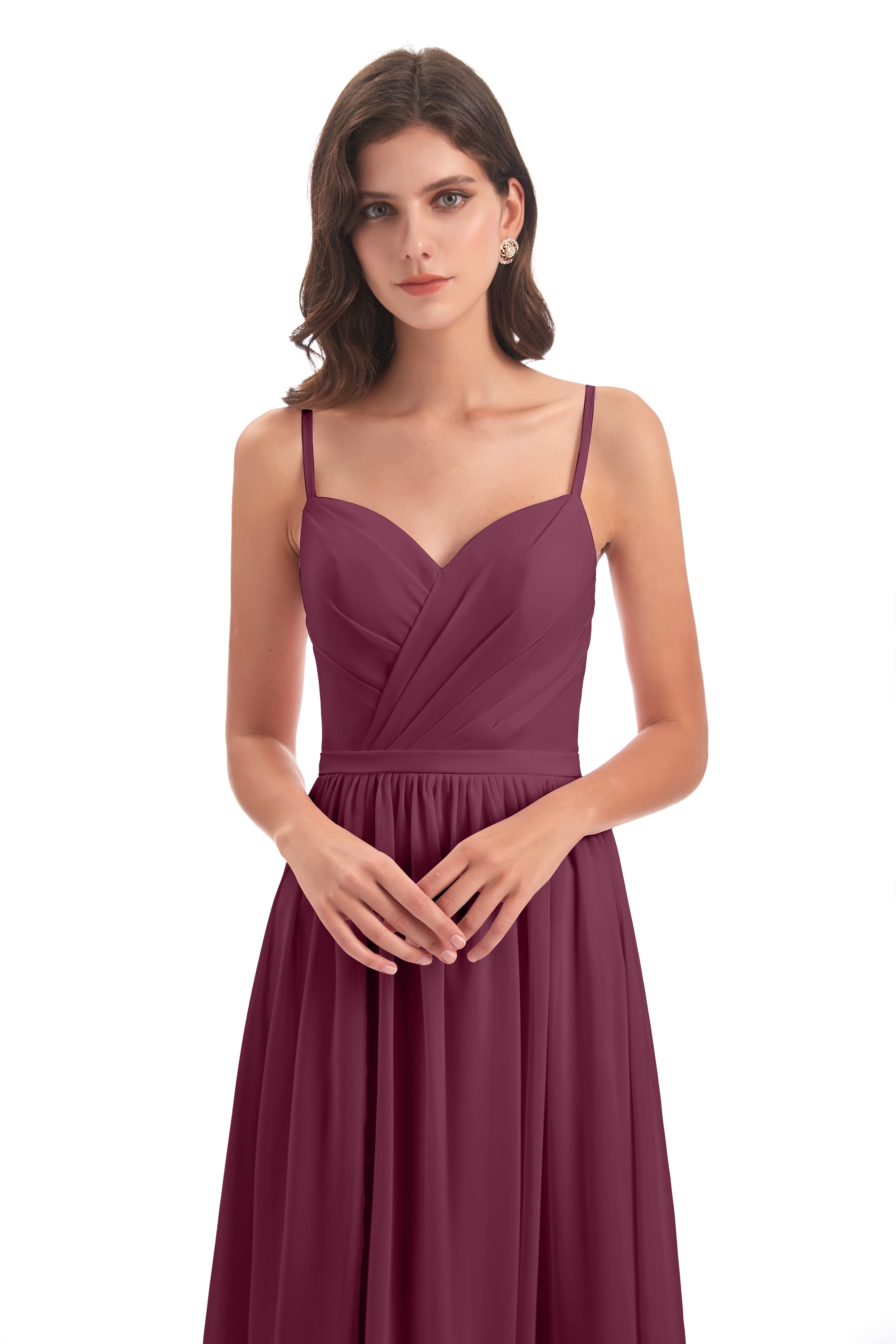 Robes De Demoiselle D'Honneur Mure Dos Ouvert Fendue Mousseline Robes Demoiselle D'Honneur