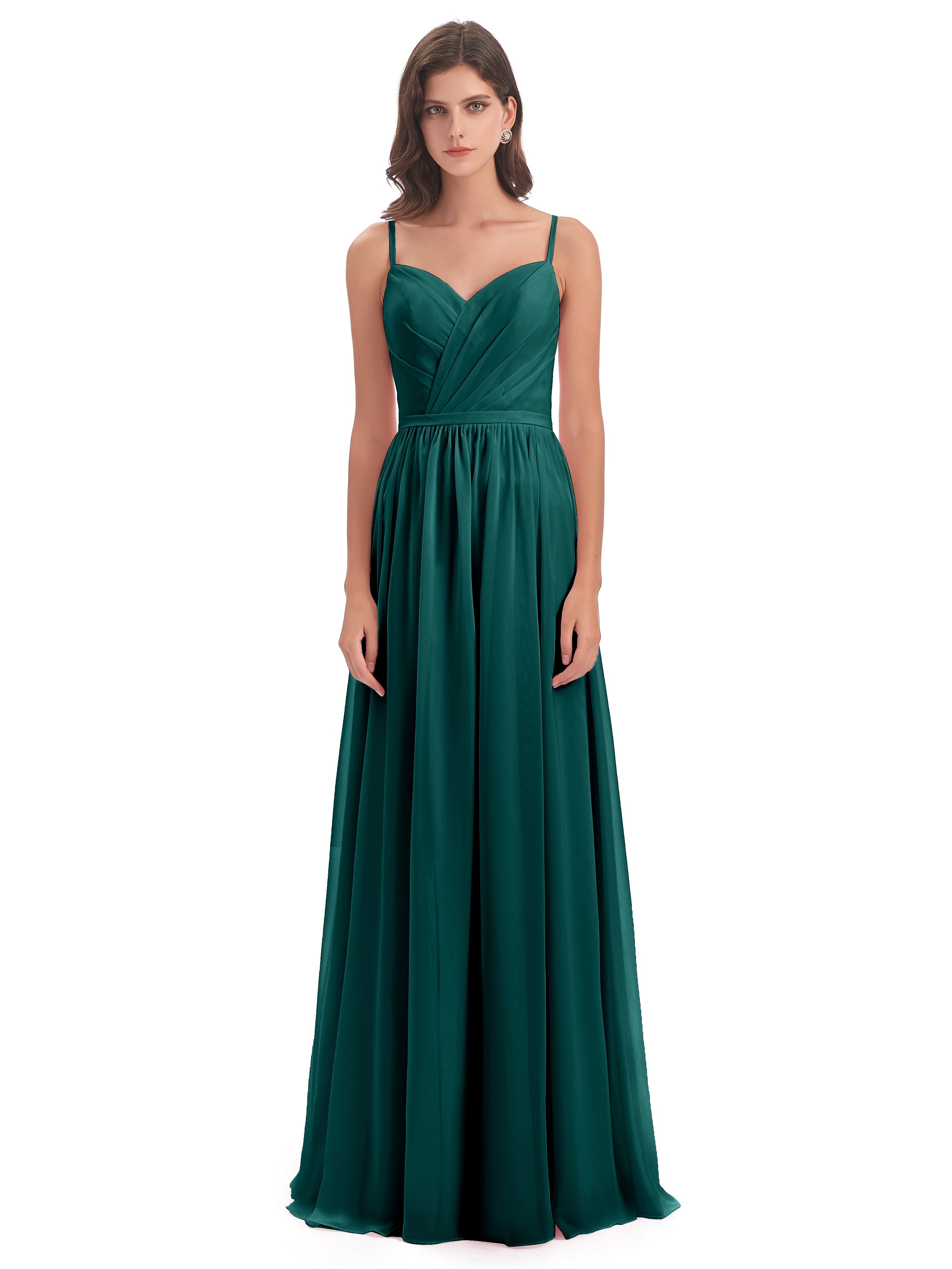 Robes De Demoiselle D'Honneur Couleur Paon Bon Marché Dos Ouvert Fendue Mousseline Robes Demoiselle D'Honneur