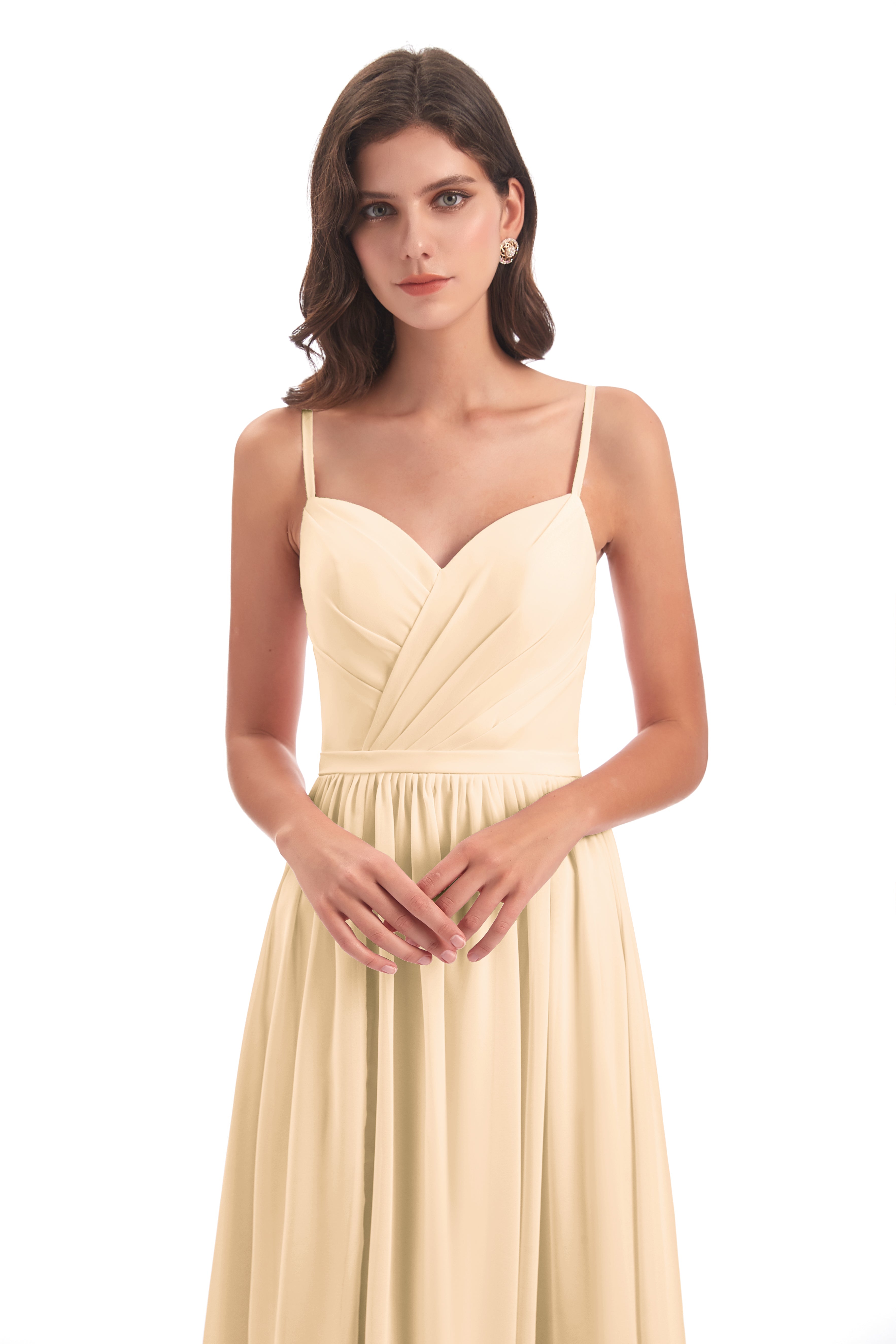 Robe Peche Demoiselle D Honneur Dos Ouvert Fendue Mousseline Robes Demoiselle D'Honneur