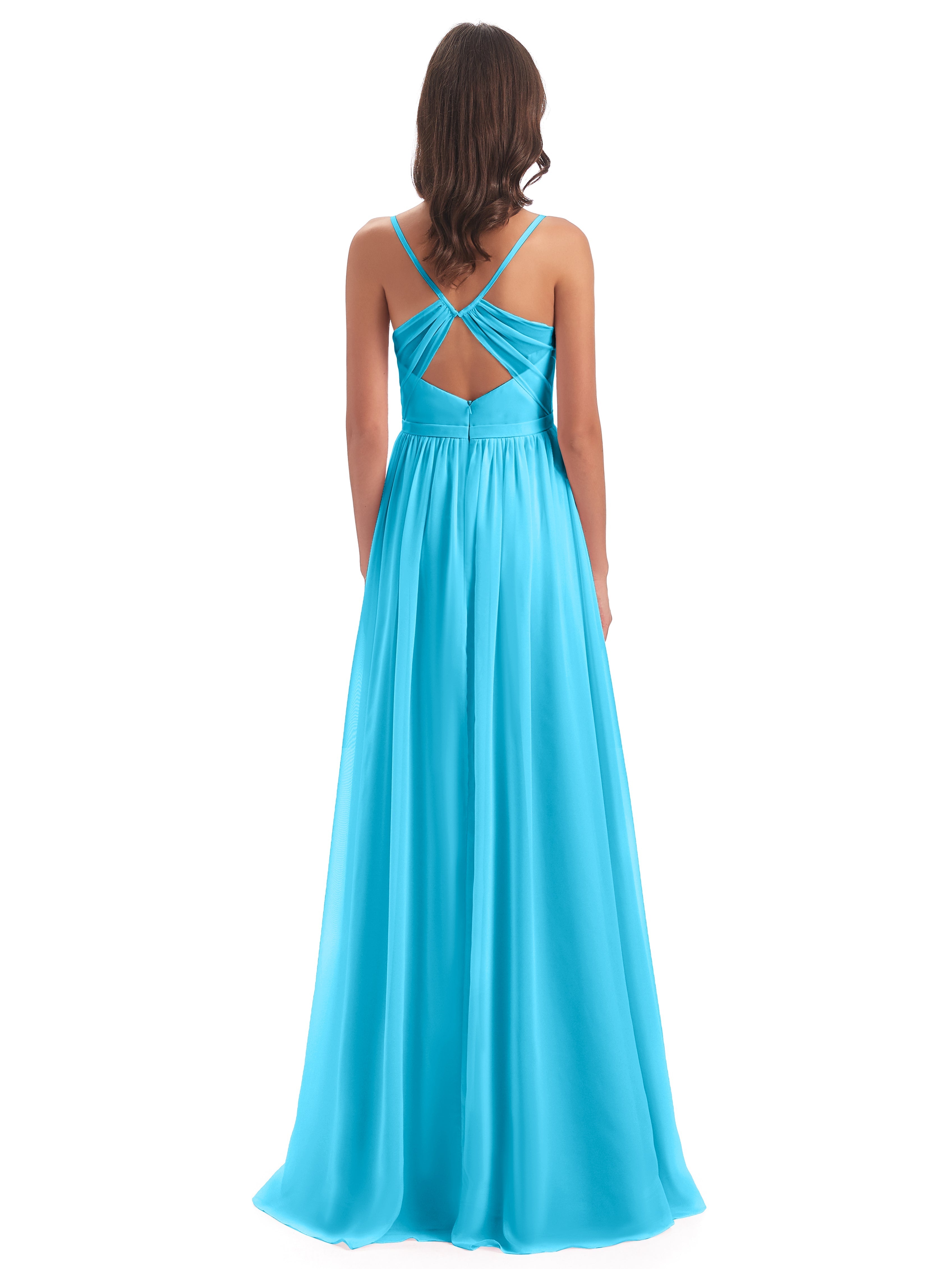 Robe De Demoiselle D'Honneur En Piscine Dos Ouvert Fendue Mousseline Robes Demoiselle D'Honneur