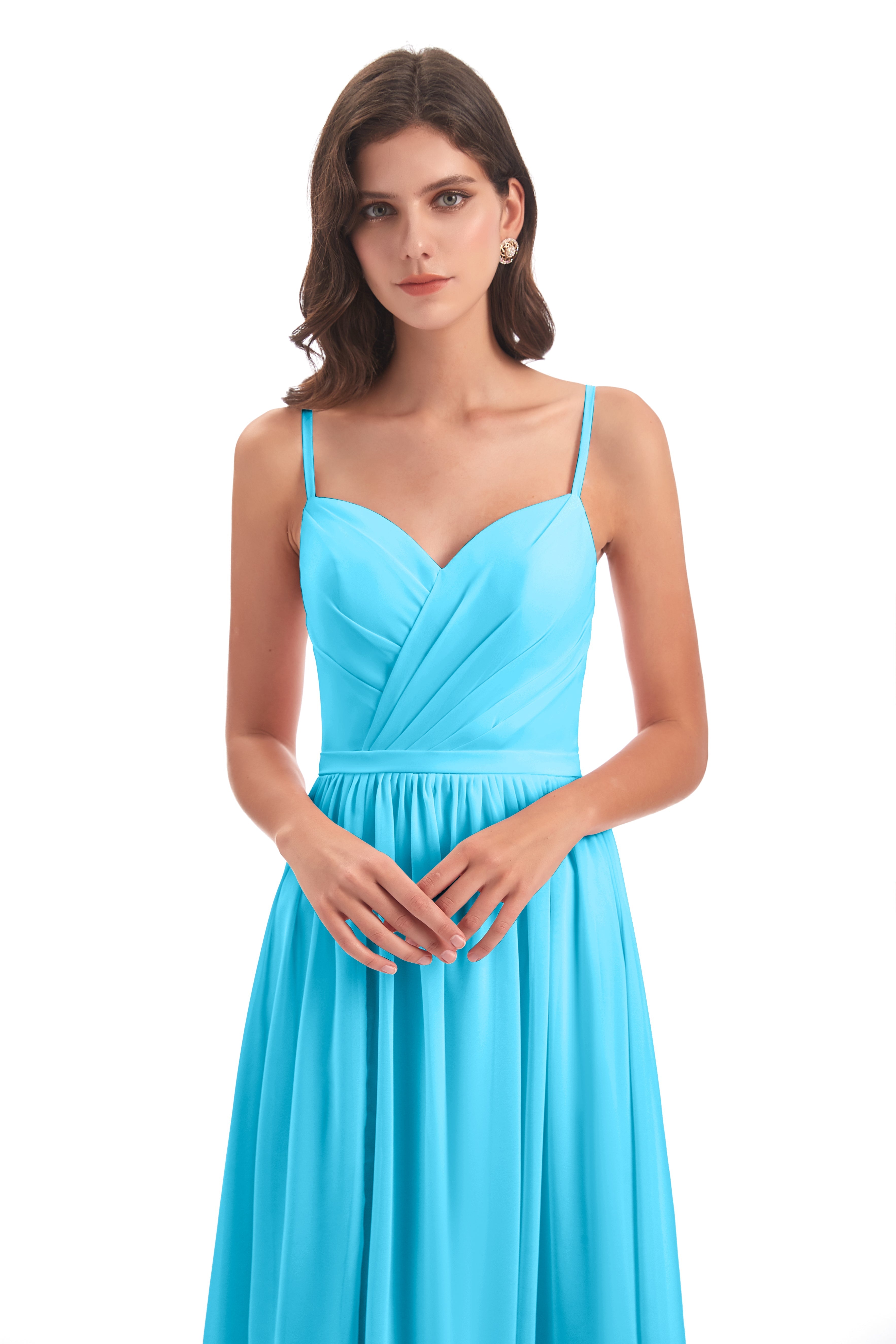 Robe De Demoiselle D'Honneur En Piscine Dos Ouvert Fendue Mousseline Robes Demoiselle D'Honneur