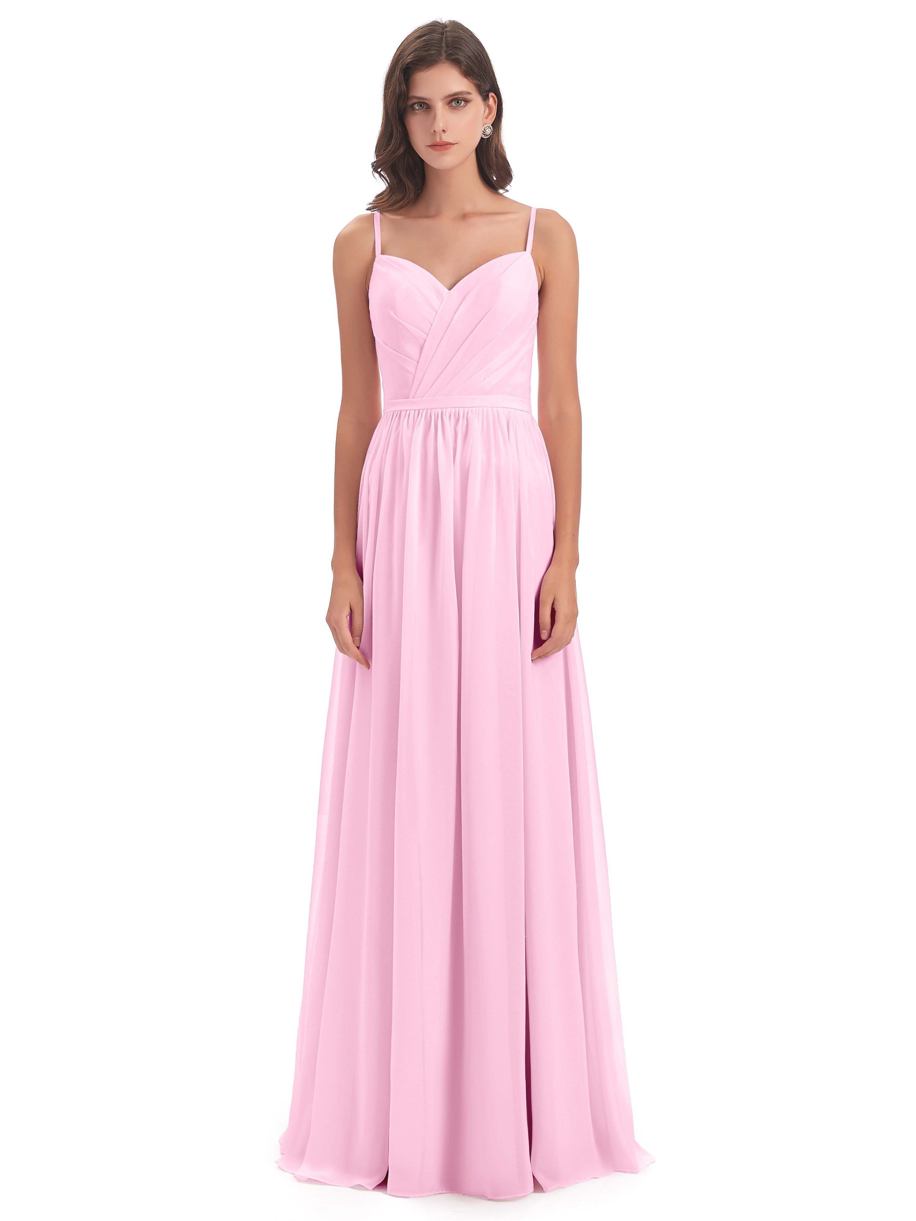 Robe Demoiselle D Honneur Rose Bonbon Dos Ouvert Fendue Mousseline Robes Demoiselle D'Honneur