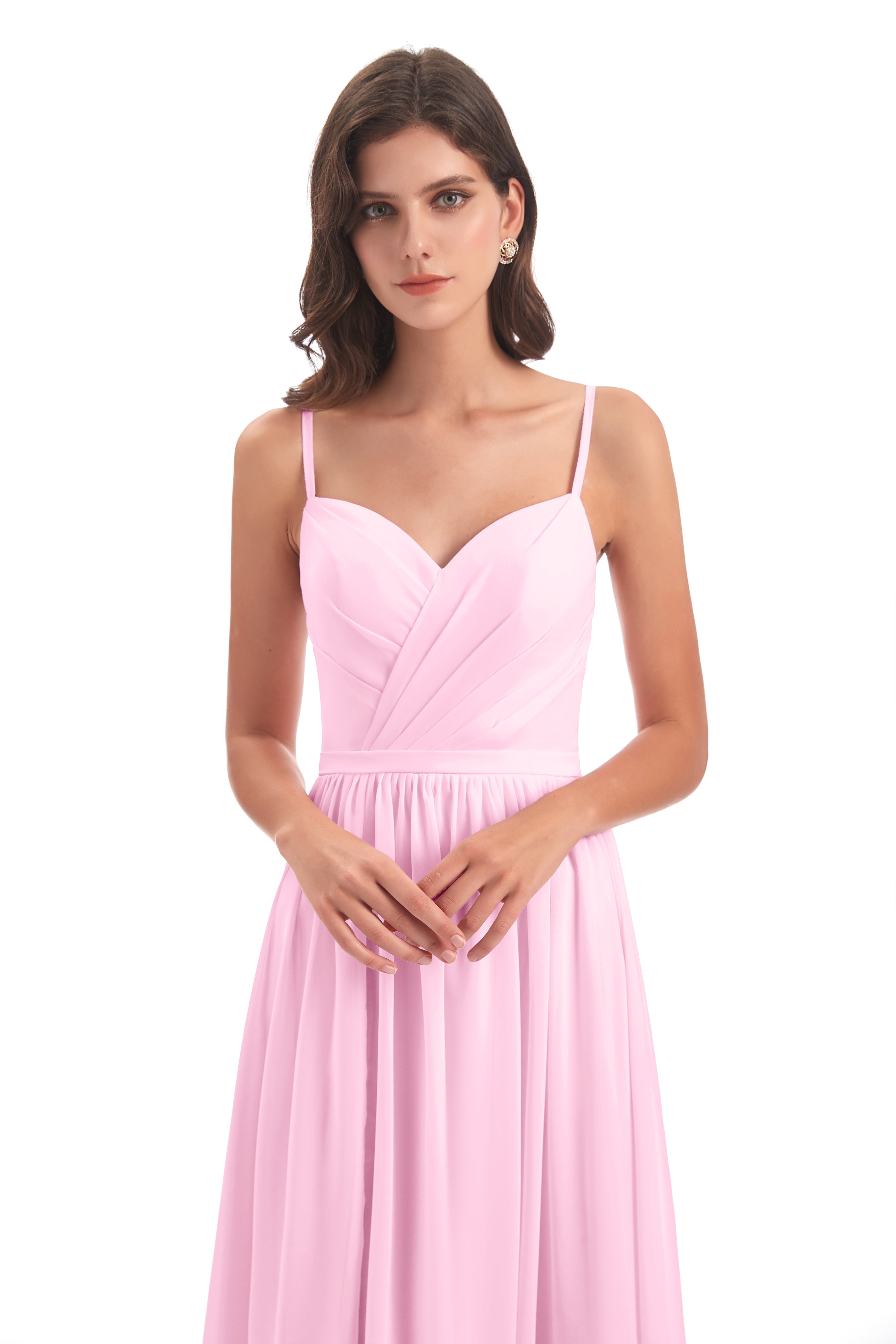 Robe Demoiselle D Honneur Rose Bonbon Dos Ouvert Fendue Mousseline Robes Demoiselle D'Honneur