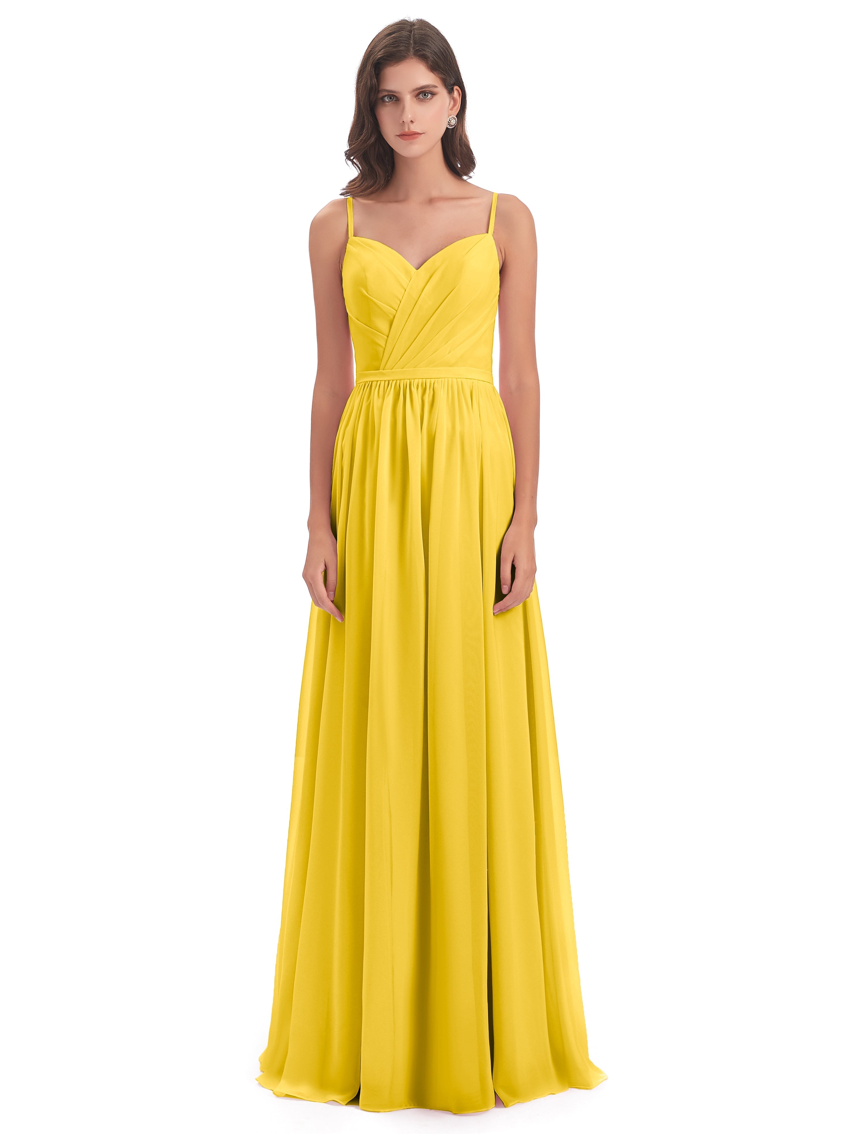 Robe De Demoiselle D'Honneur Souci Dos Ouvert Fendue Mousseline Robes Demoiselle D'Honneur