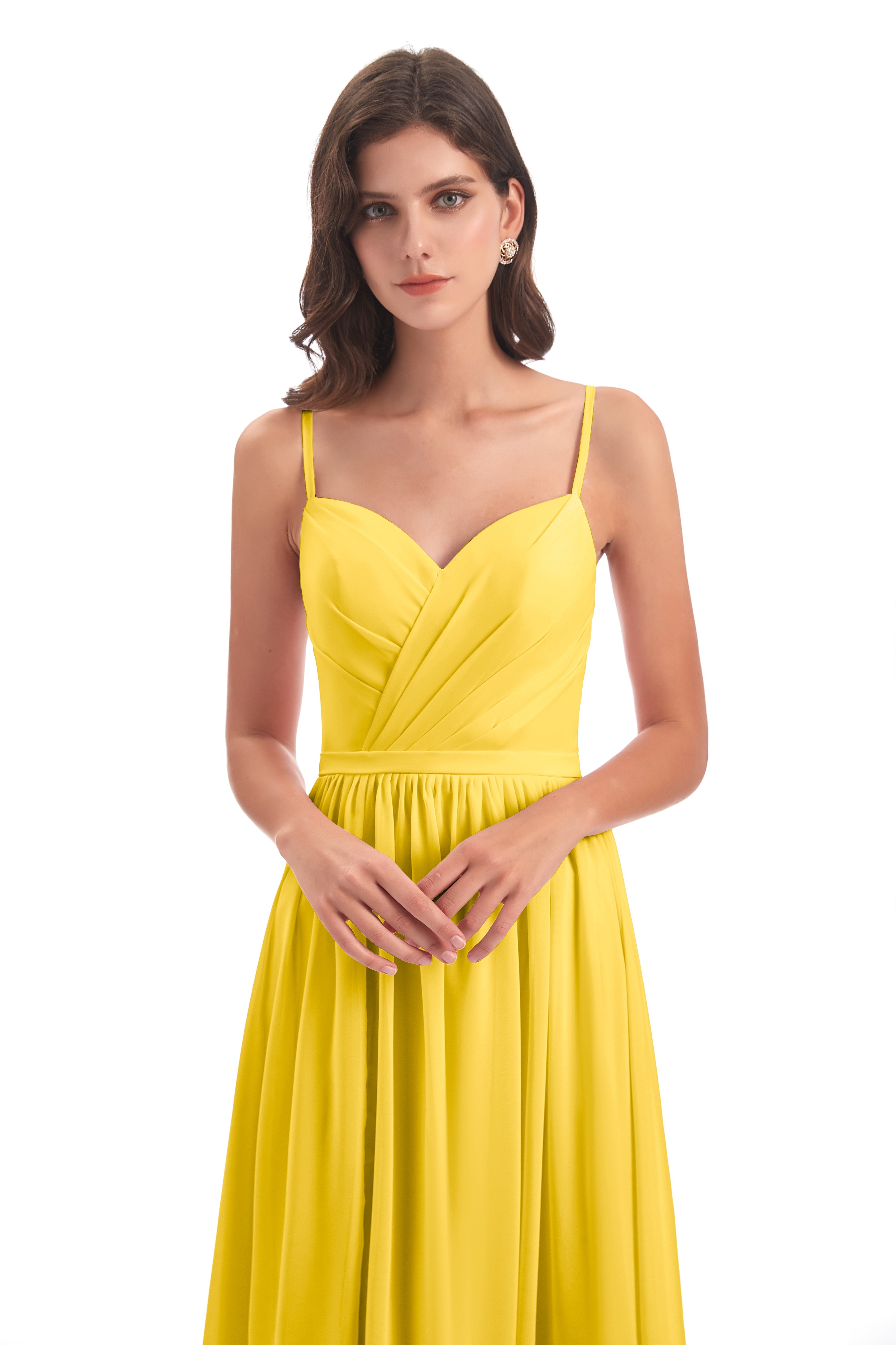 Robe De Demoiselle D'Honneur Souci Dos Ouvert Fendue Mousseline Robes Demoiselle D'Honneur