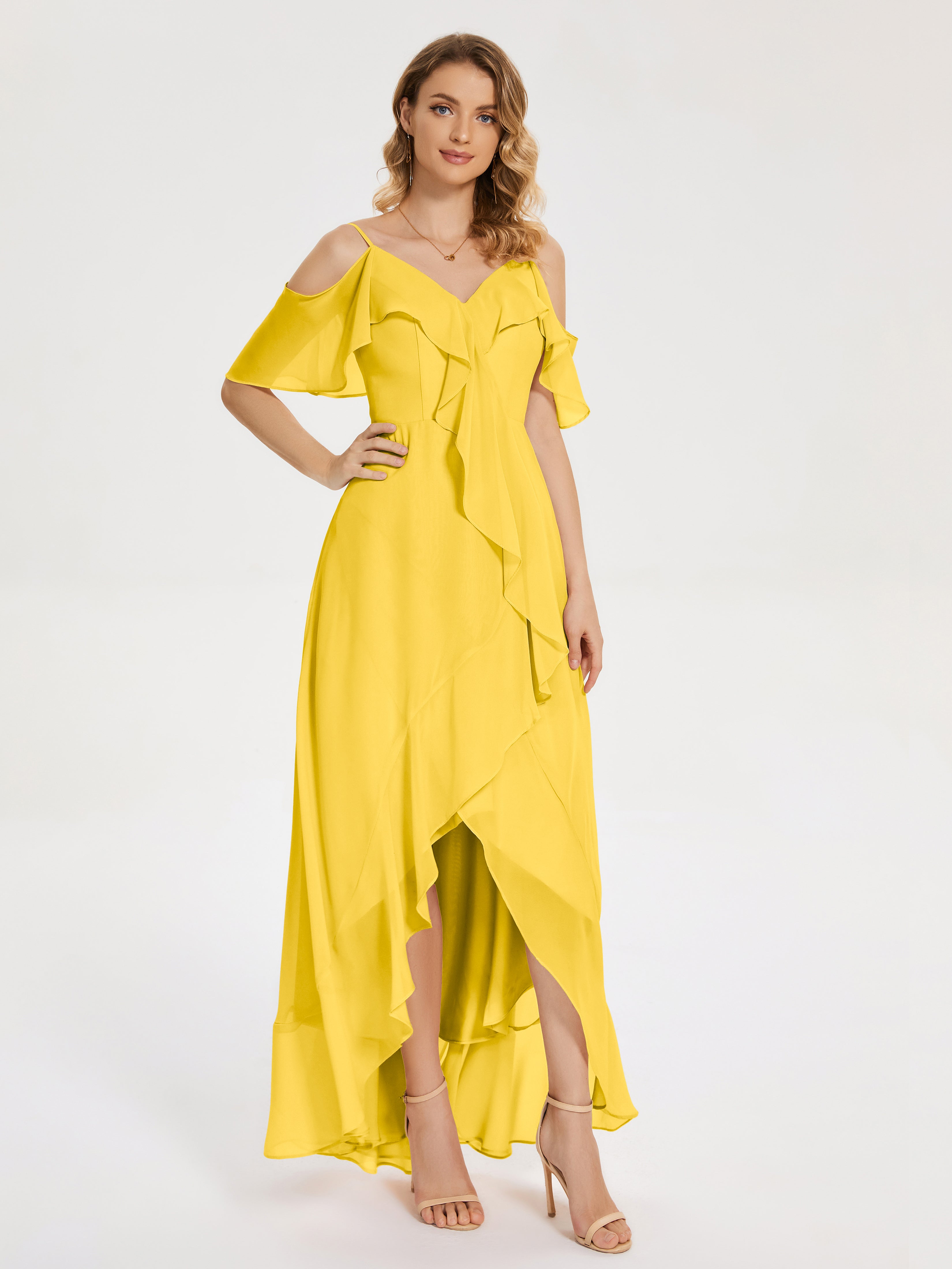 Robe De Demoiselle D'Honneur Souci Asymétrique Mousseline Robes Demoiselle D'Honneur À Lacet