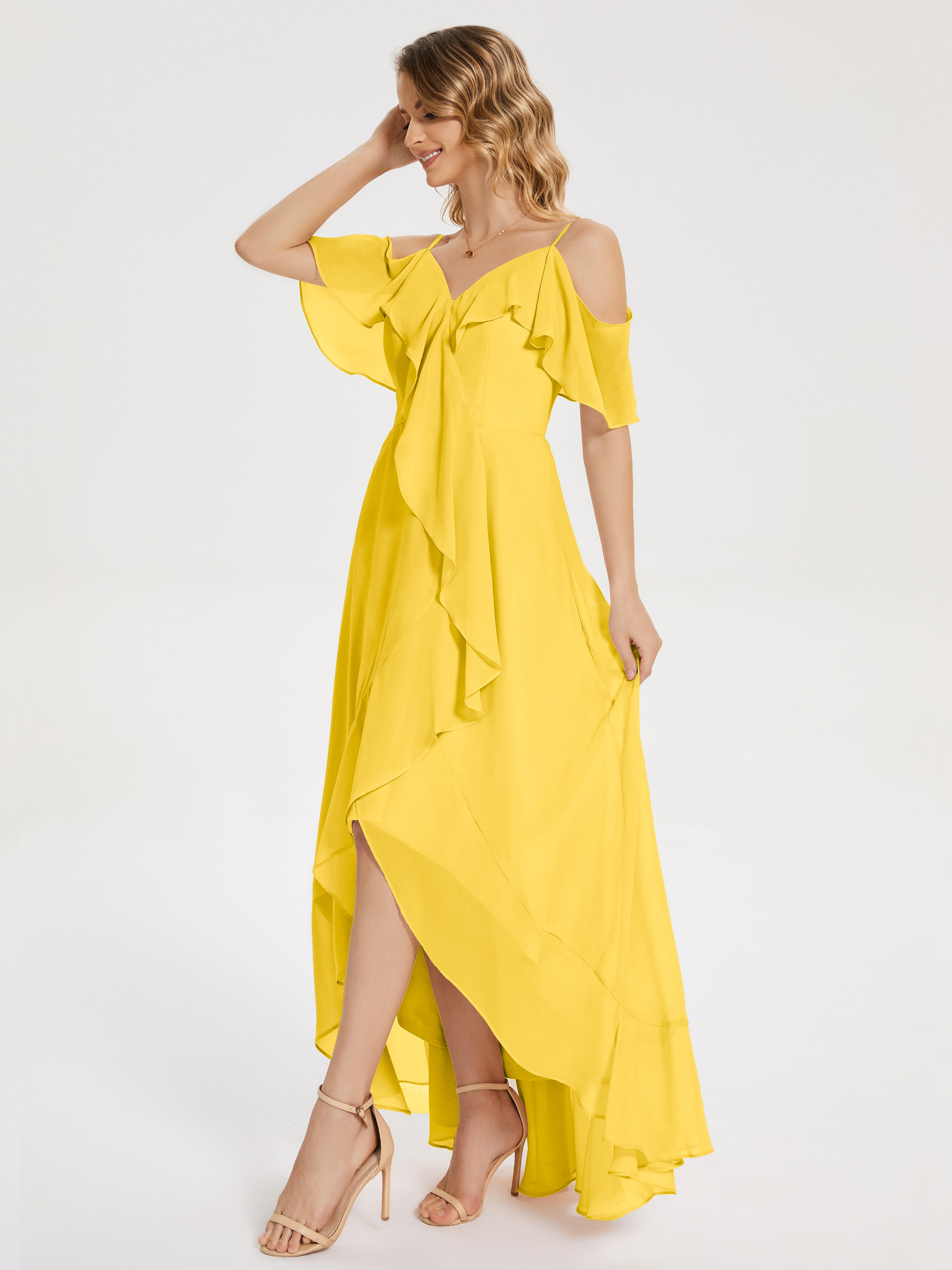 Robe De Demoiselle D'Honneur Souci Asymétrique Mousseline Robes Demoiselle D'Honneur À Lacet