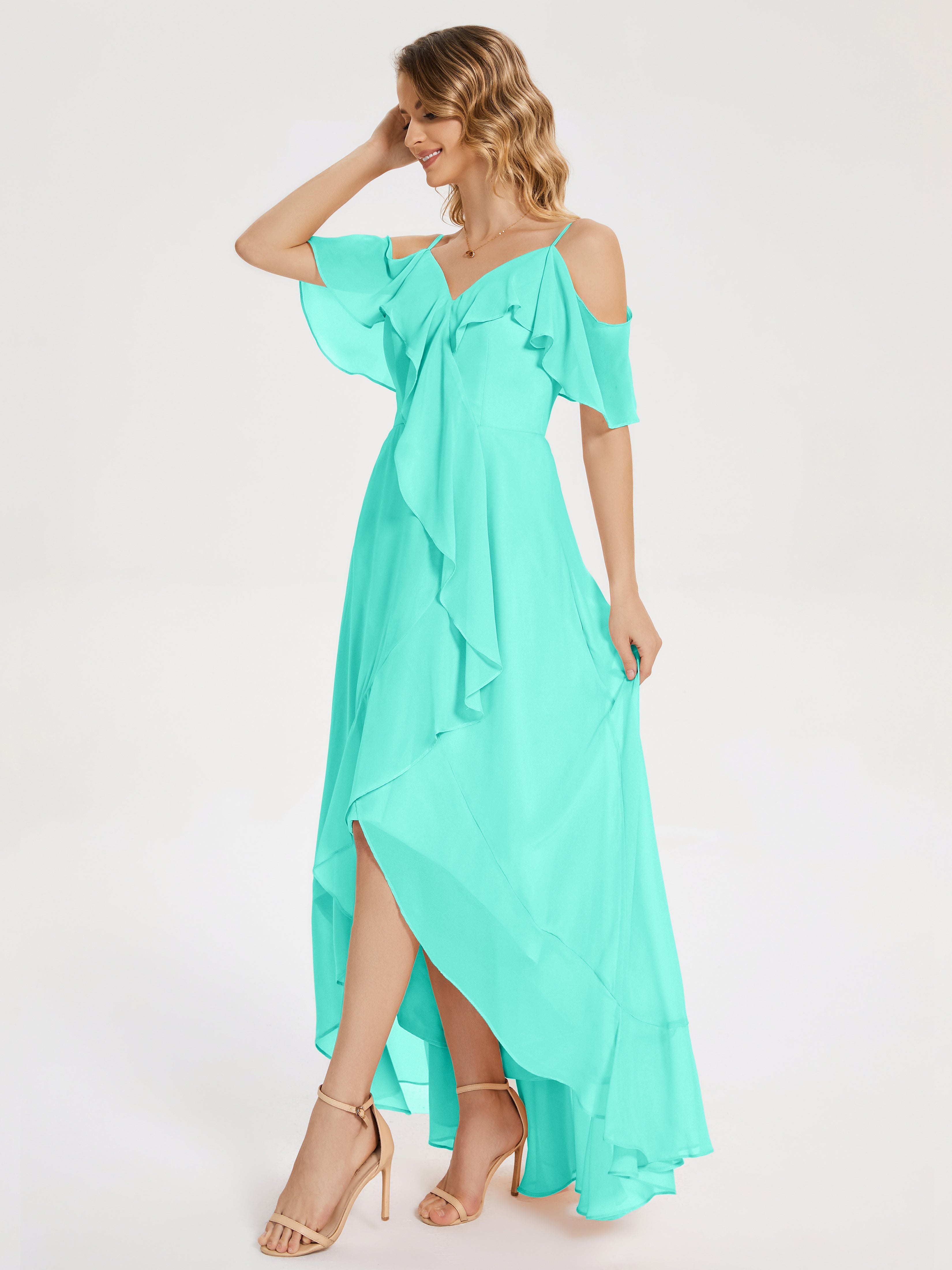 Robes De Demoiselle D'Honneur Spa Asymétrique Mousseline Robes Demoiselle D'Honneur À Lacet