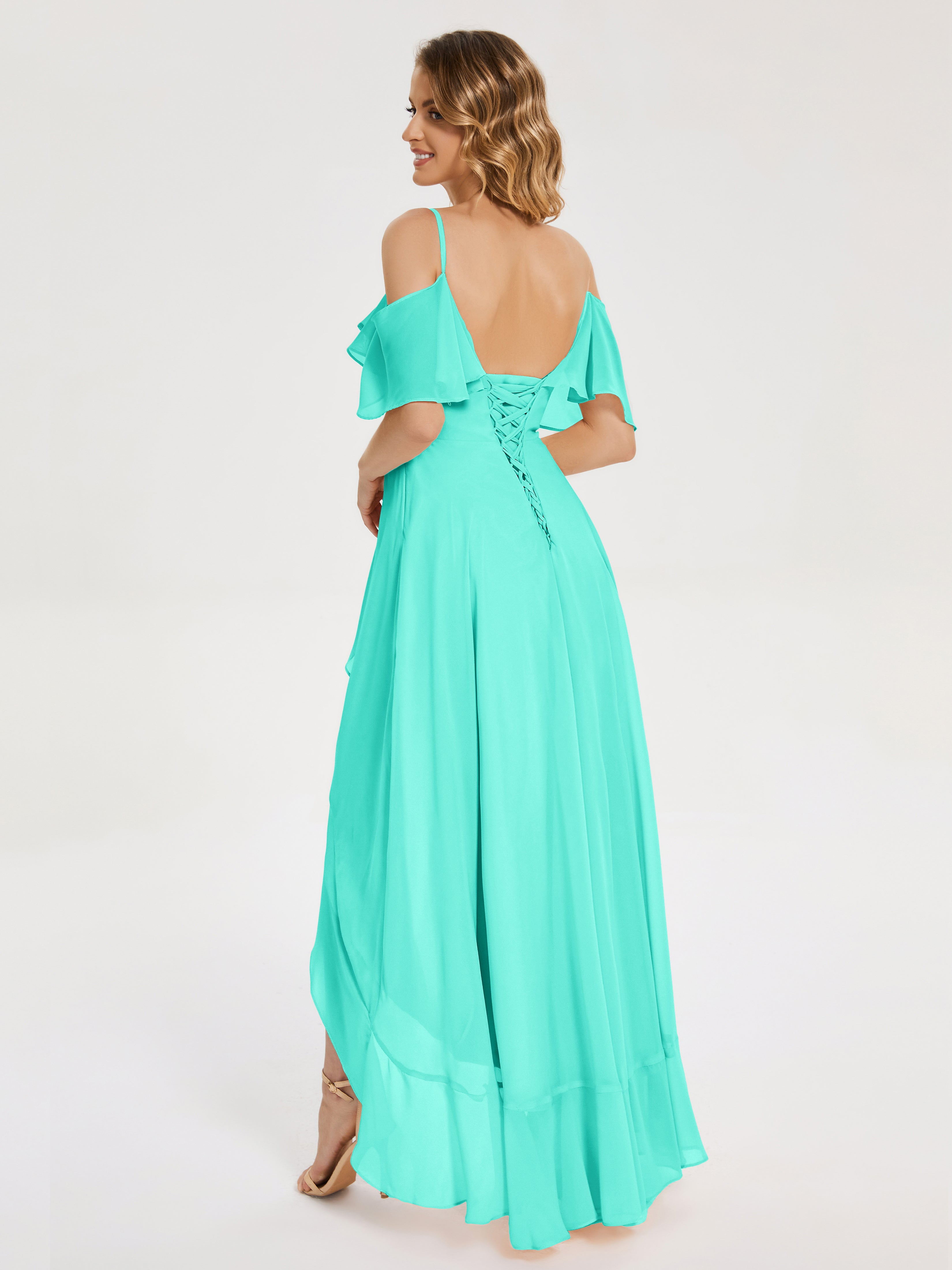 Robes De Demoiselle D'Honneur Spa Asymétrique Mousseline Robes Demoiselle D'Honneur À Lacet