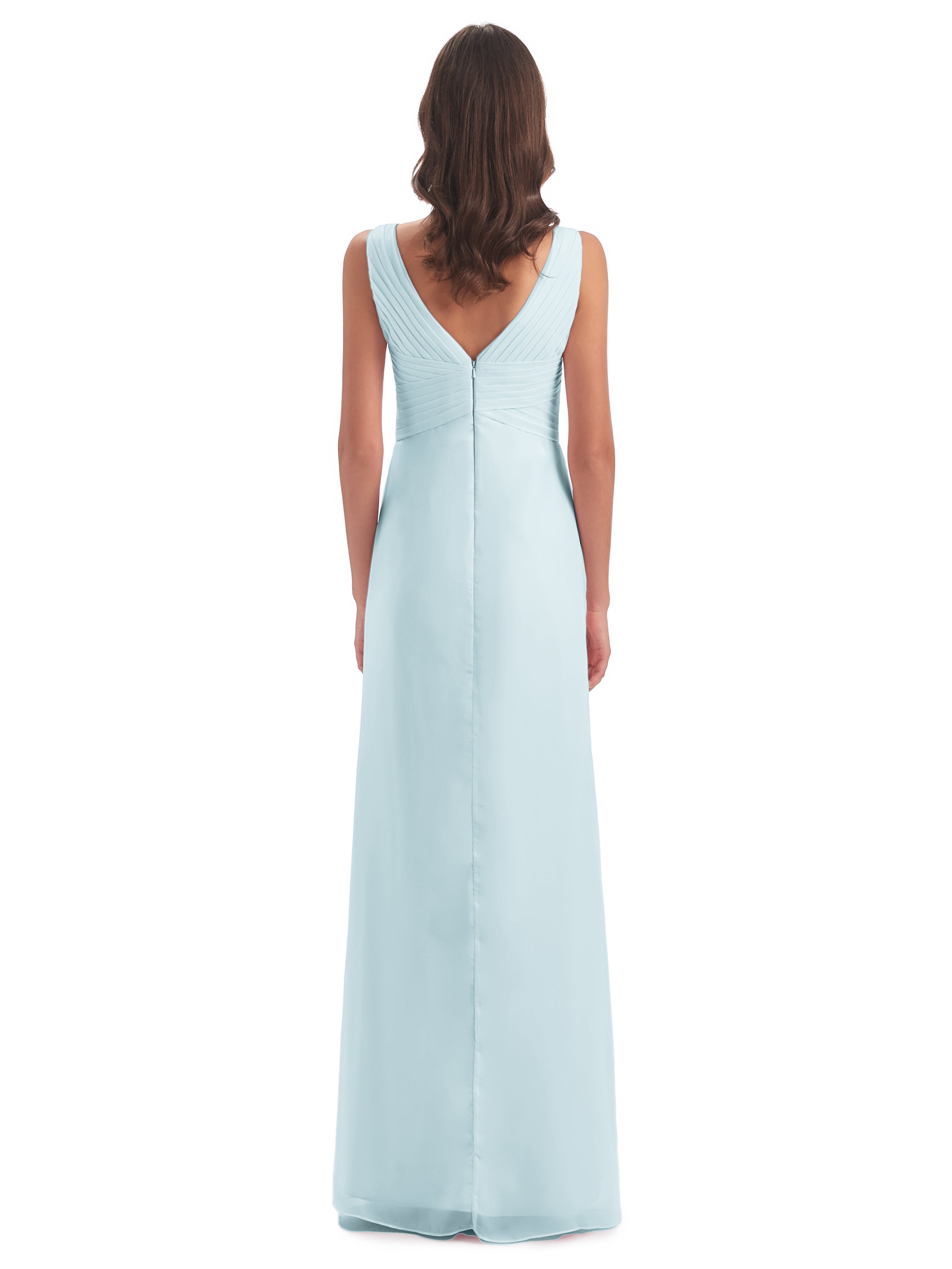 Robe De Demoiselle D'Honneur Brume Fendue Devant Mousseline Longue Robes Demoiselle D'Honneur