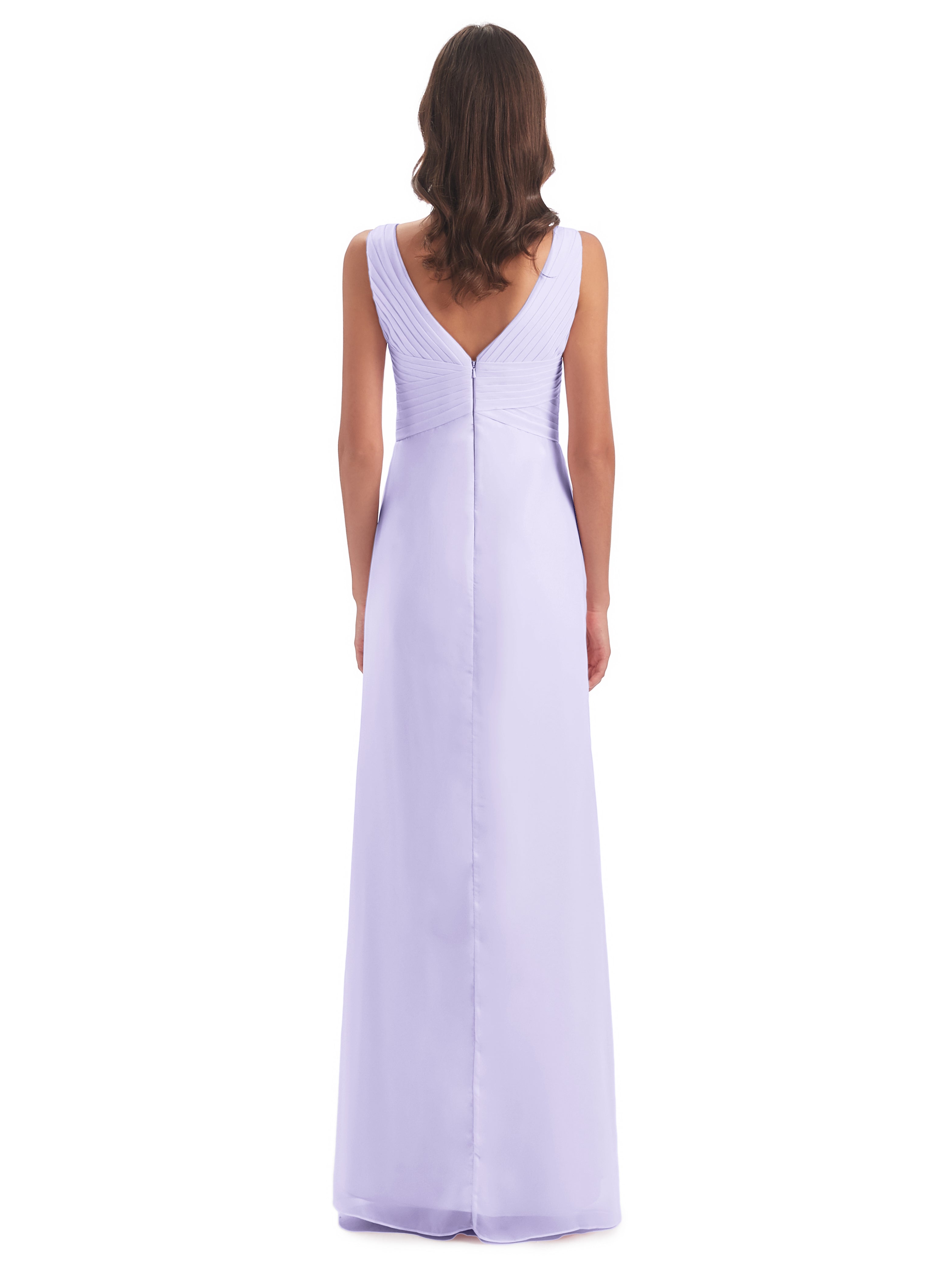 Robe Demoiselle D Honneur Couleur Lilas Fendue Devant Mousseline Longue Robes Demoiselle D'Honneur