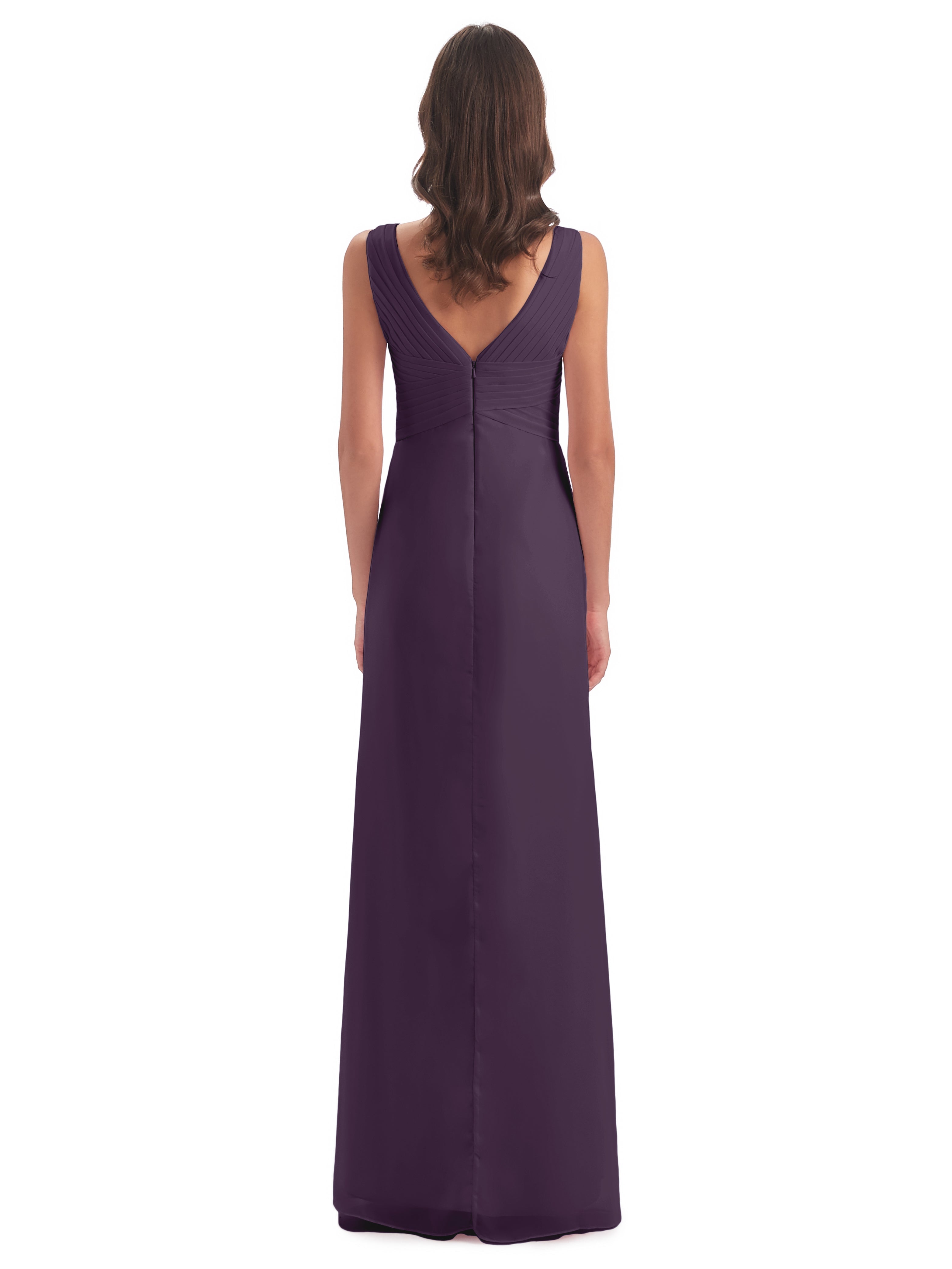 Robe Demoiselle D Honneur Plume Fendue Devant Mousseline Longue Robes Demoiselle D'Honneur