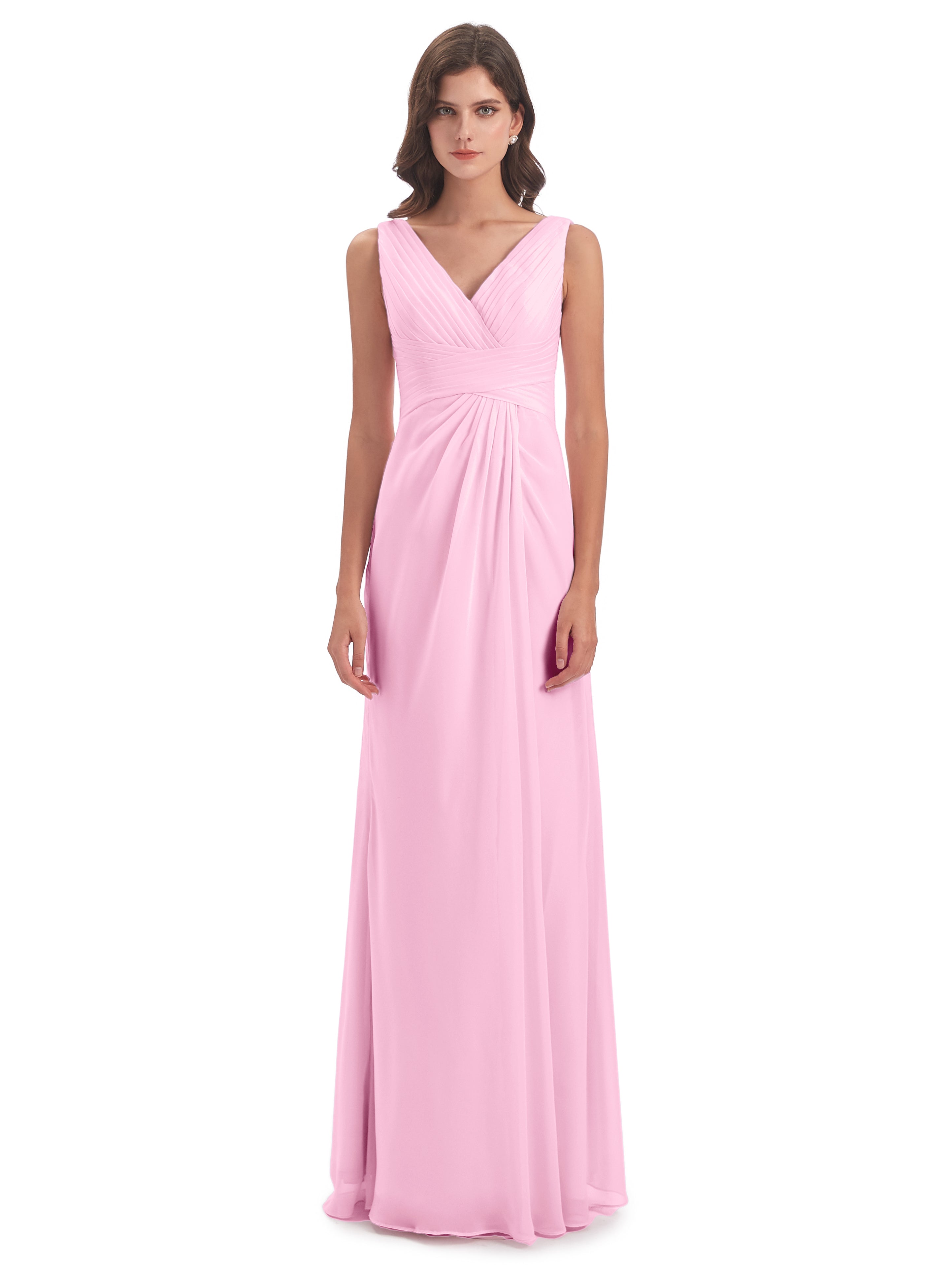 Robe Demoiselle D Honneur Rose Bonbon Fendue Devant Mousseline Longue Robes Demoiselle D'Honneur