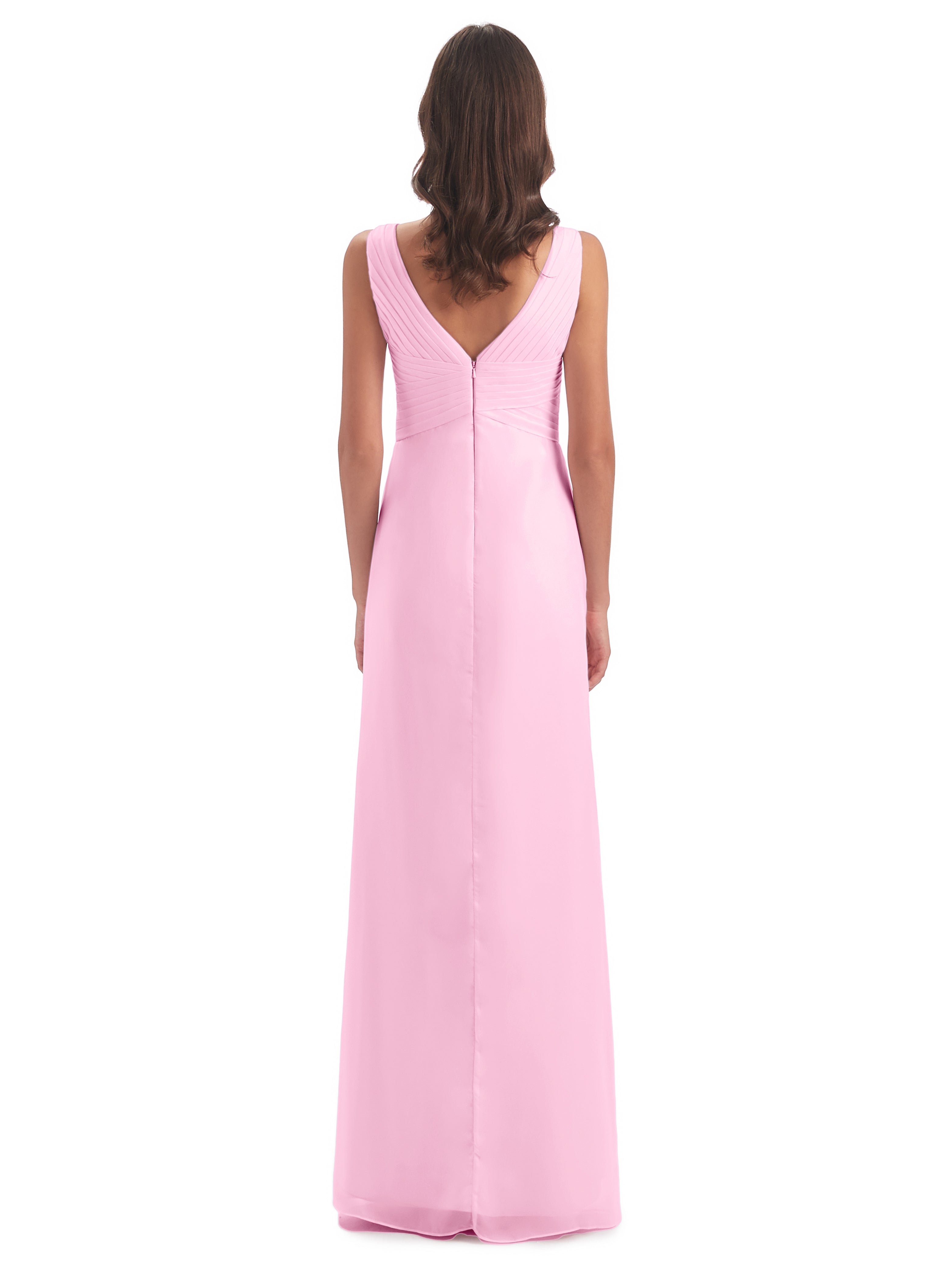 Robe Demoiselle D Honneur Rose Bonbon Fendue Devant Mousseline Longue Robes Demoiselle D'Honneur