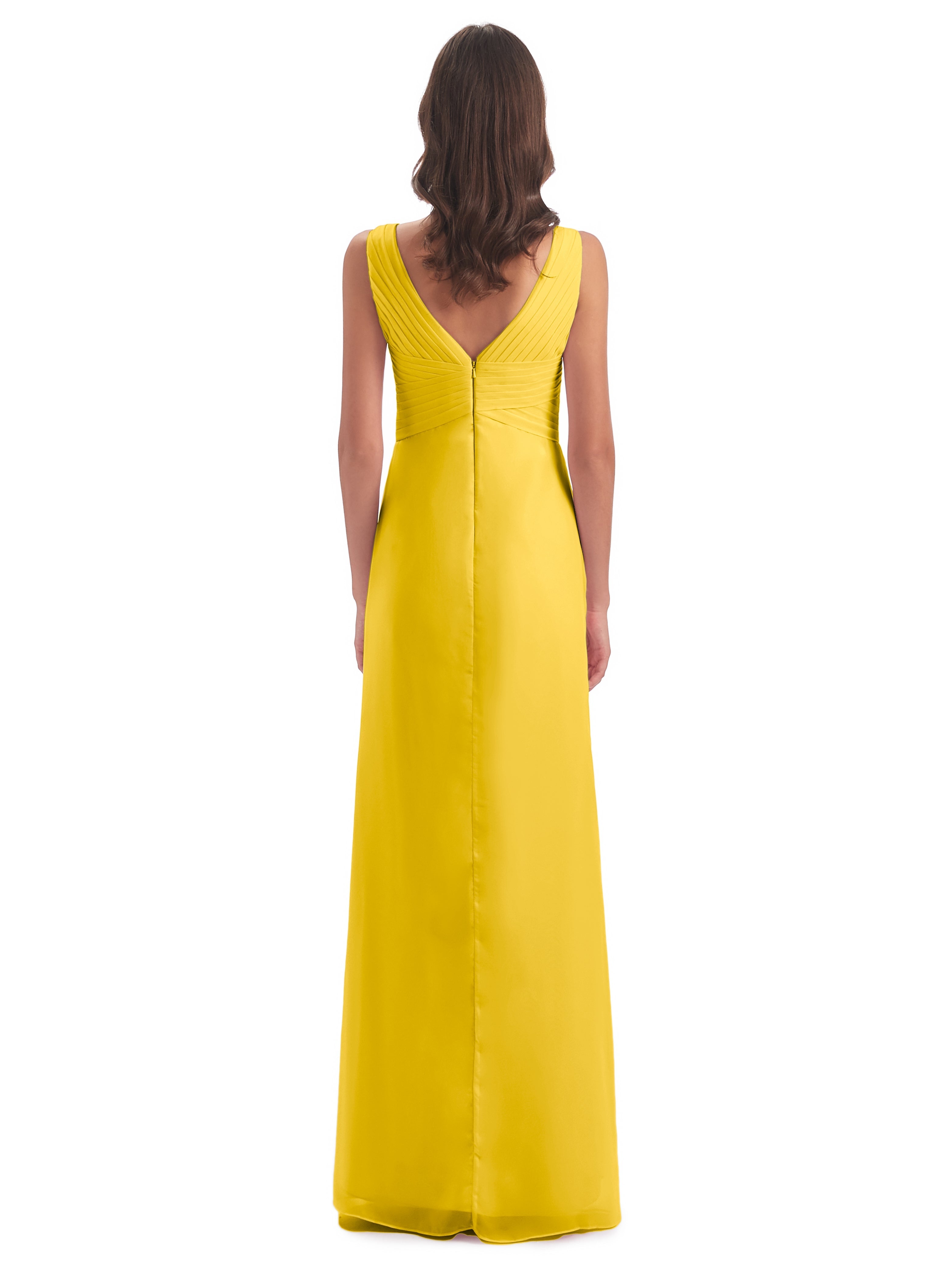 Robe De Demoiselle D'Honneur Souci Fendue Devant Mousseline Longue Robes Demoiselle D'Honneur